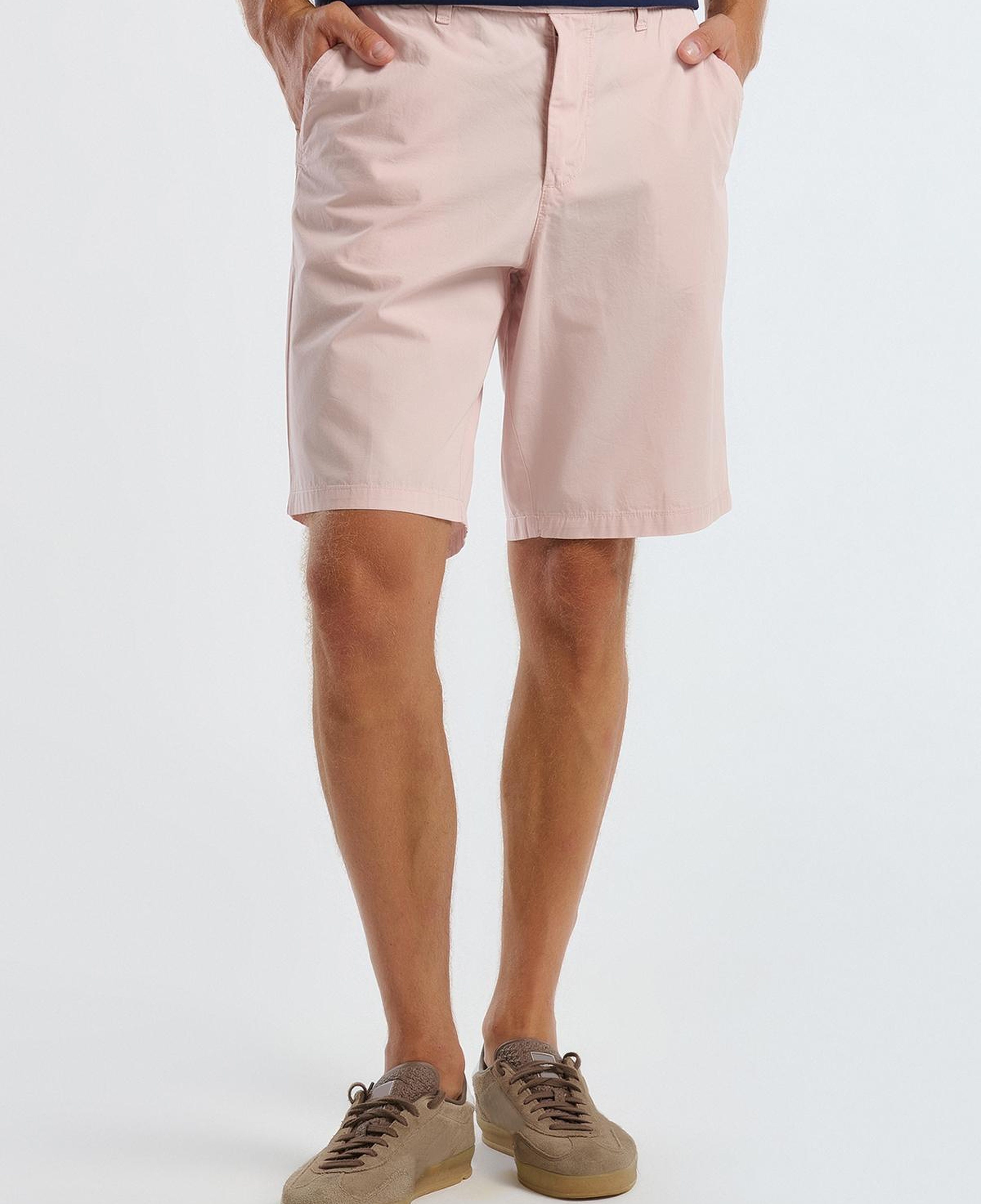 Erkek Pembe %100 Koton Paraşüt Kumaş Bermuda Şort