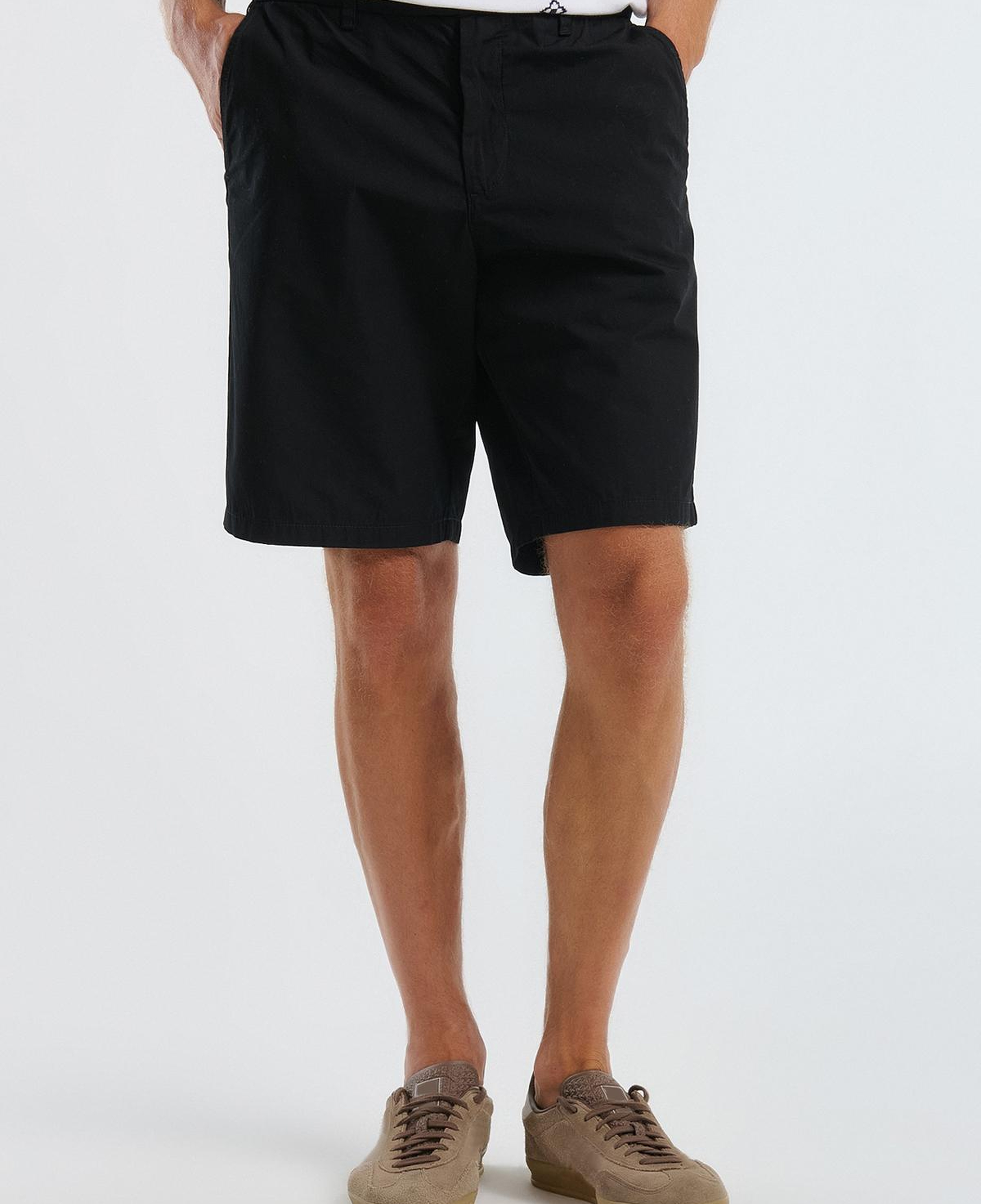 Erkek Siyah %100 Koton Paraşüt Kumaş Bermuda Şort