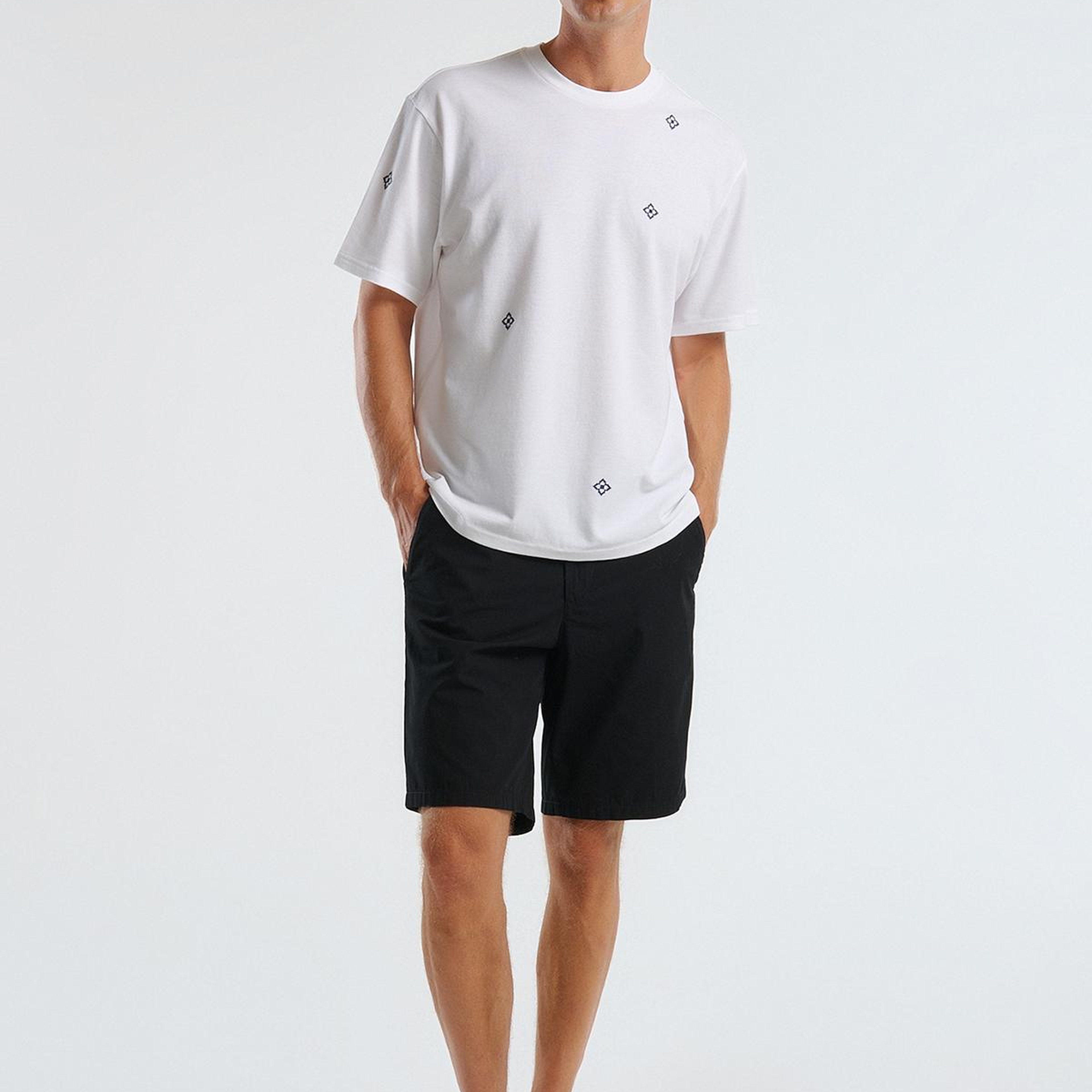 Erkek Siyah %100 Koton Paraşüt Kumaş Bermuda Şort