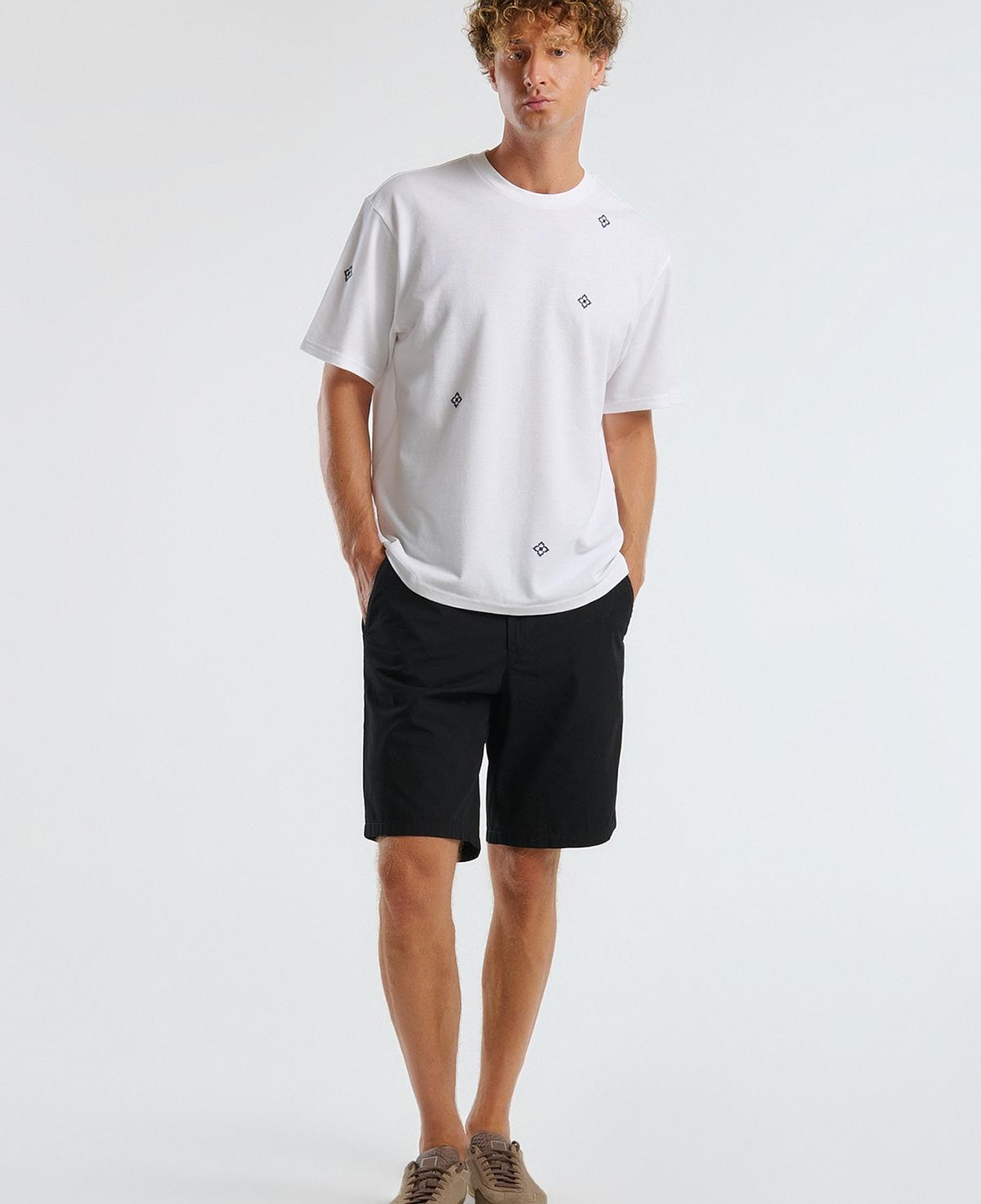 Erkek Siyah %100 Koton Paraşüt Kumaş Bermuda Şort