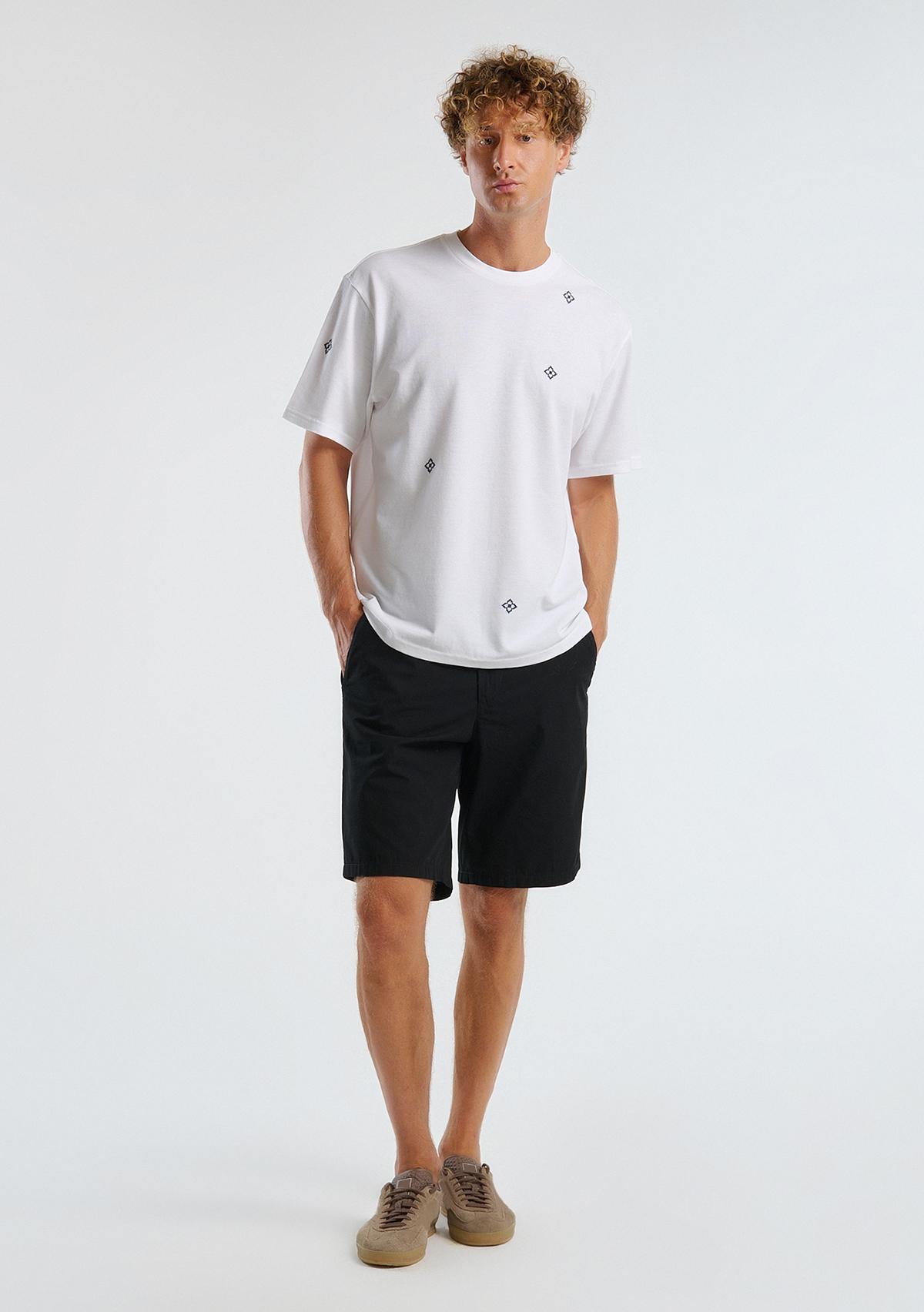 Erkek Siyah %100 Koton Paraşüt Kumaş Bermuda Şort