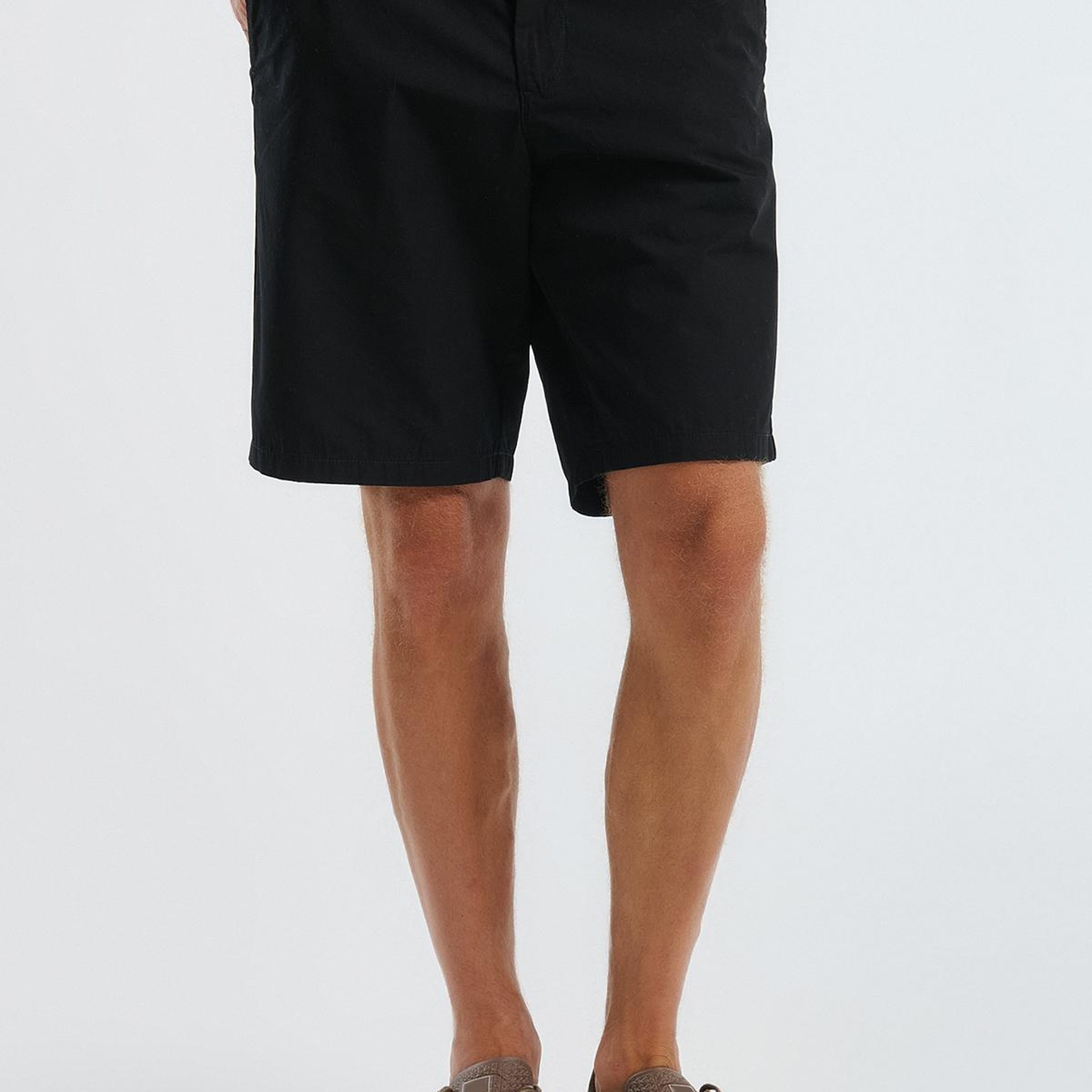 Erkek Siyah %100 Koton Paraşüt Kumaş Bermuda Şort