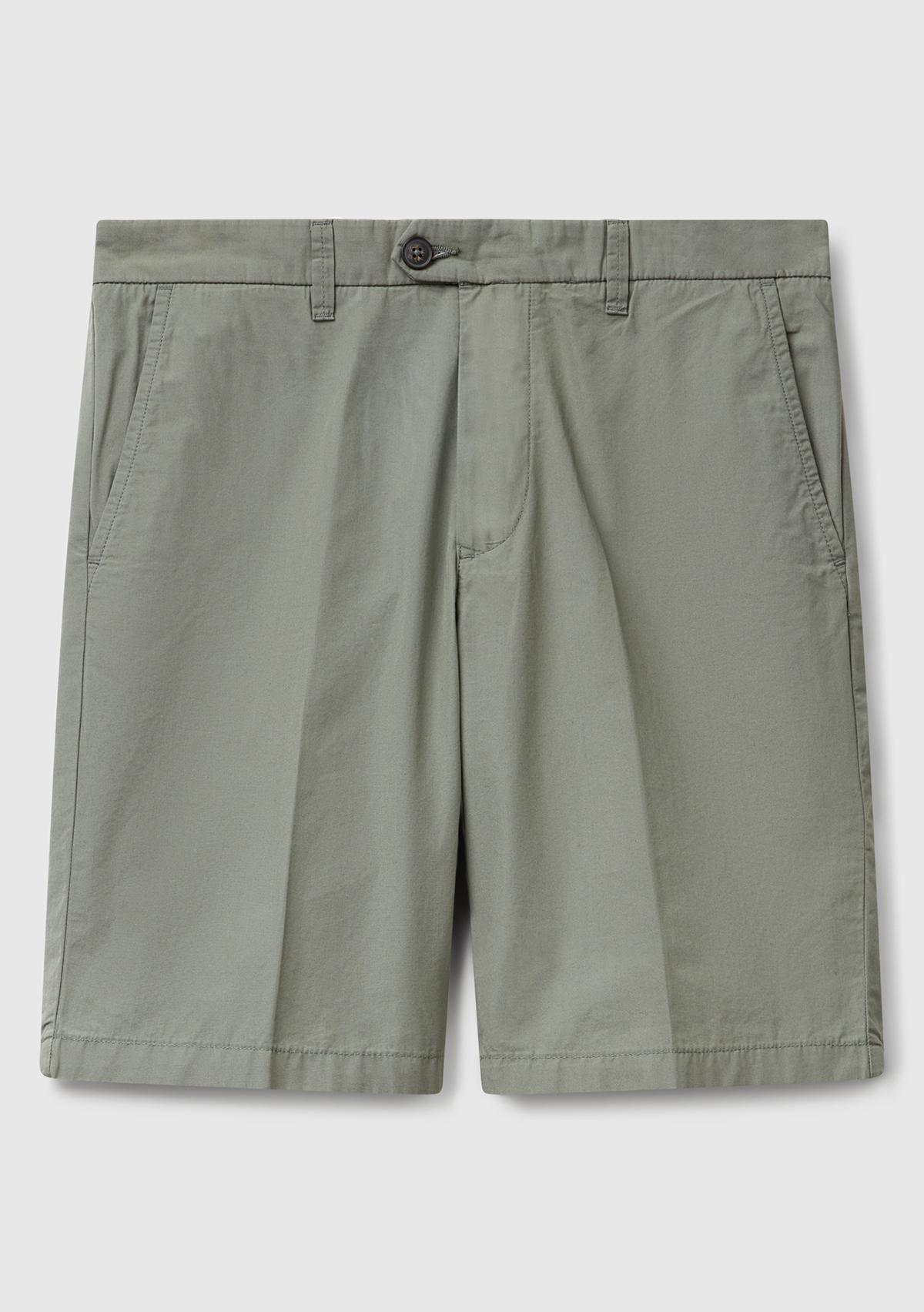 Erkek Soluk Yeşil %100 Koton Paraşüt Kumaş Bermuda Şort