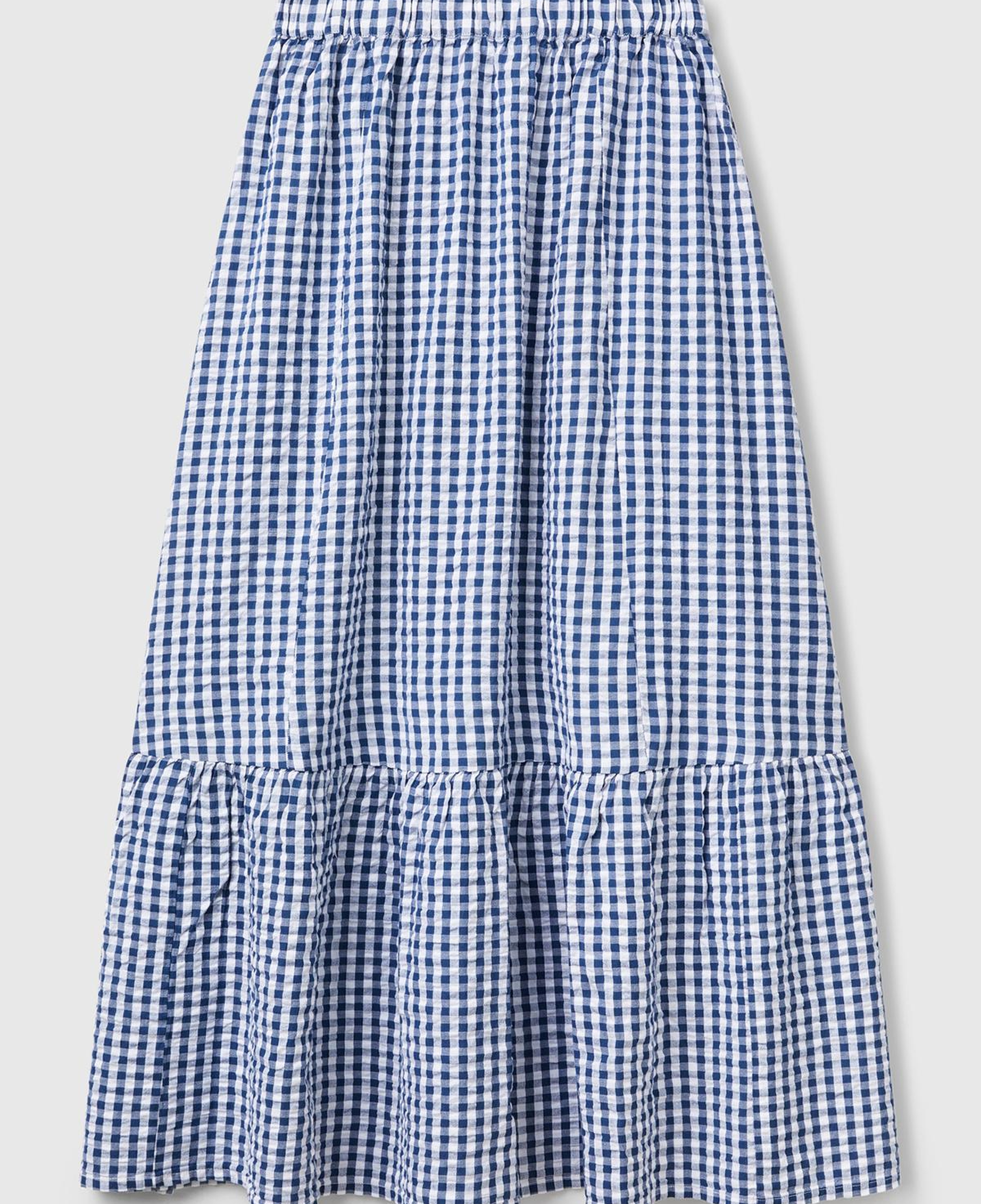 Kadın Mavi %100 Pamuk Pötikareli Beli Lastikli Uzun Etek