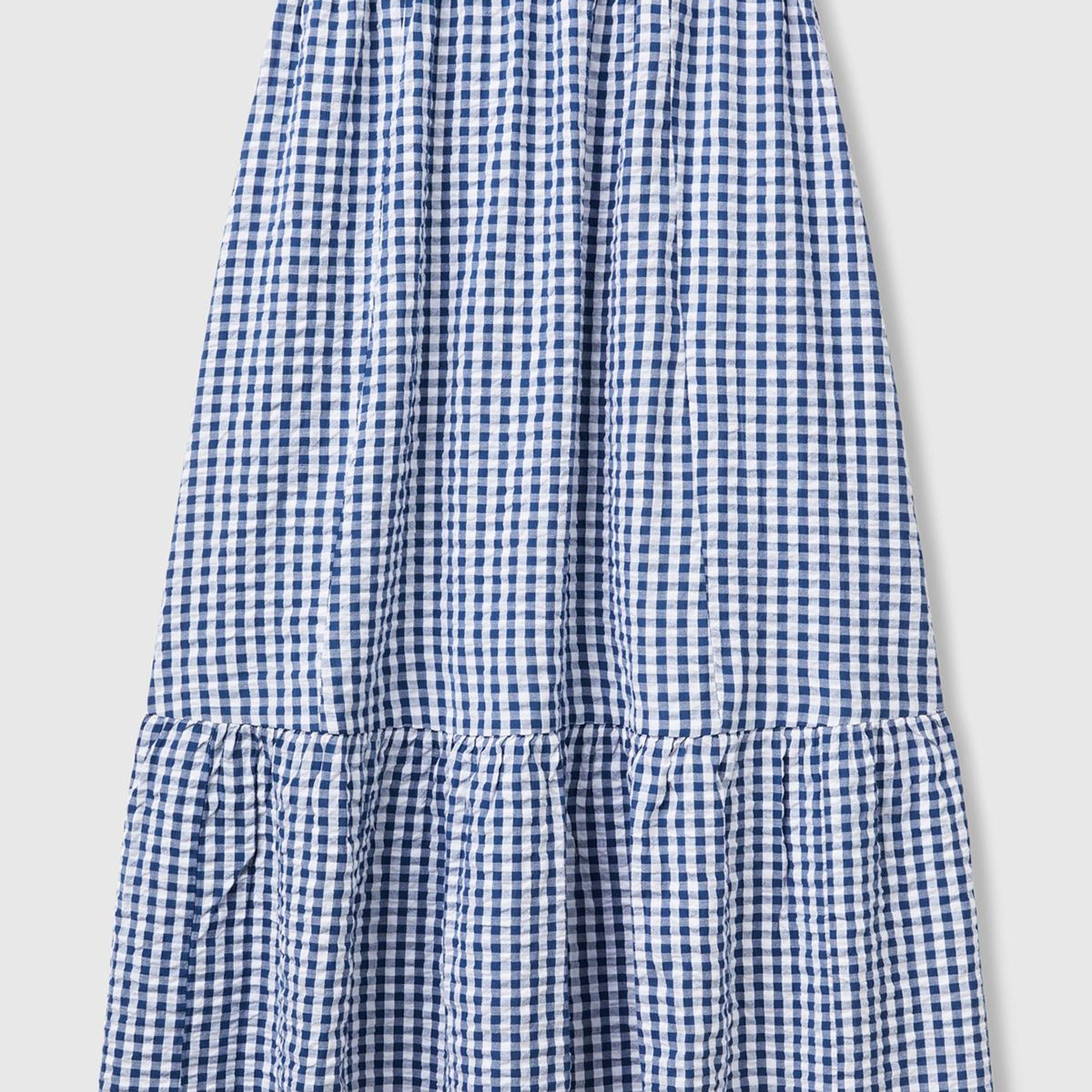 Kadın Mavi %100 Pamuk Pötikareli Beli Lastikli Uzun Etek