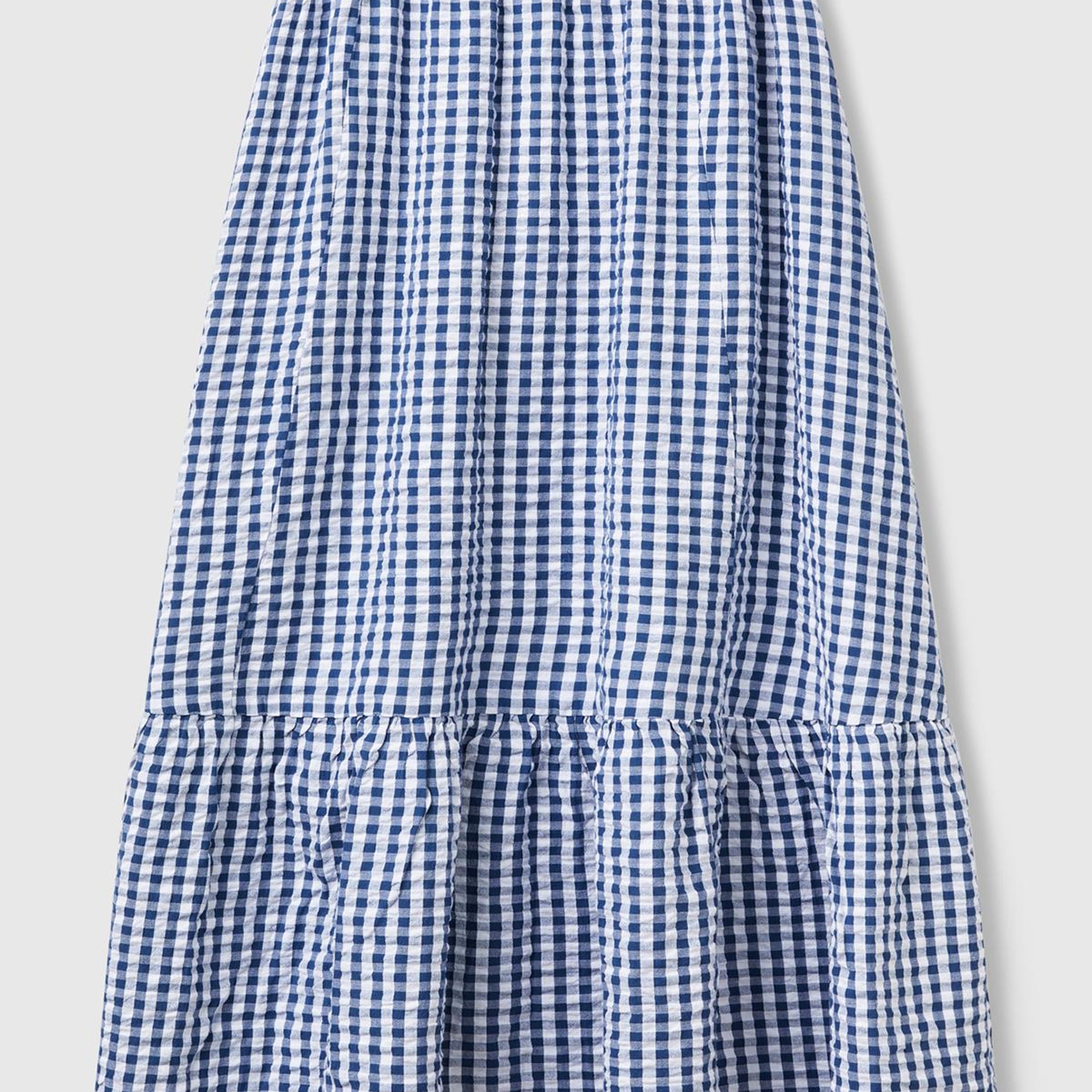 Kadın Mavi %100 Pamuk Pötikareli Beli Lastikli Uzun Etek