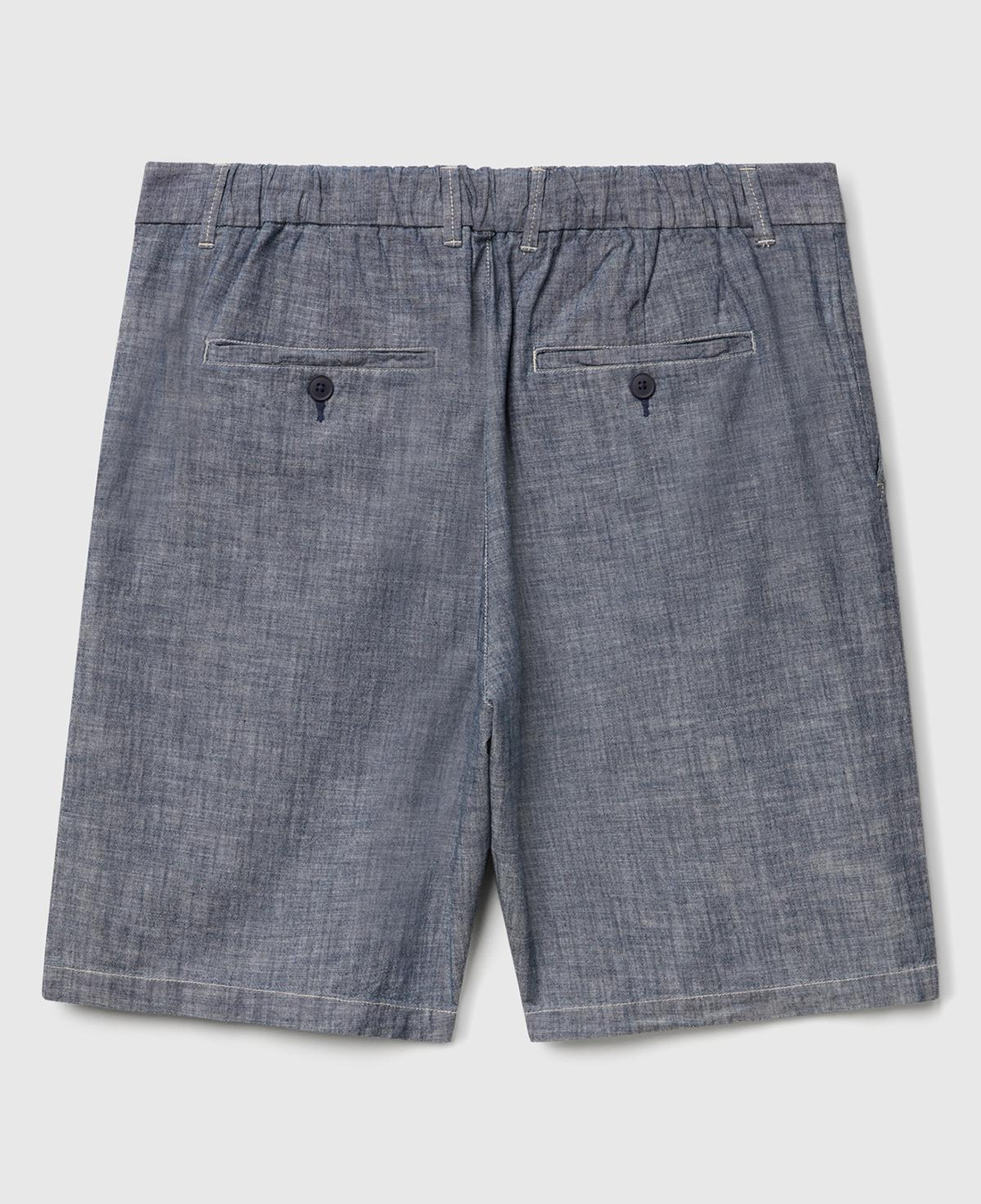 Erkek Mavi %100 Koton Beli Lastikli Şamre Denim Şort