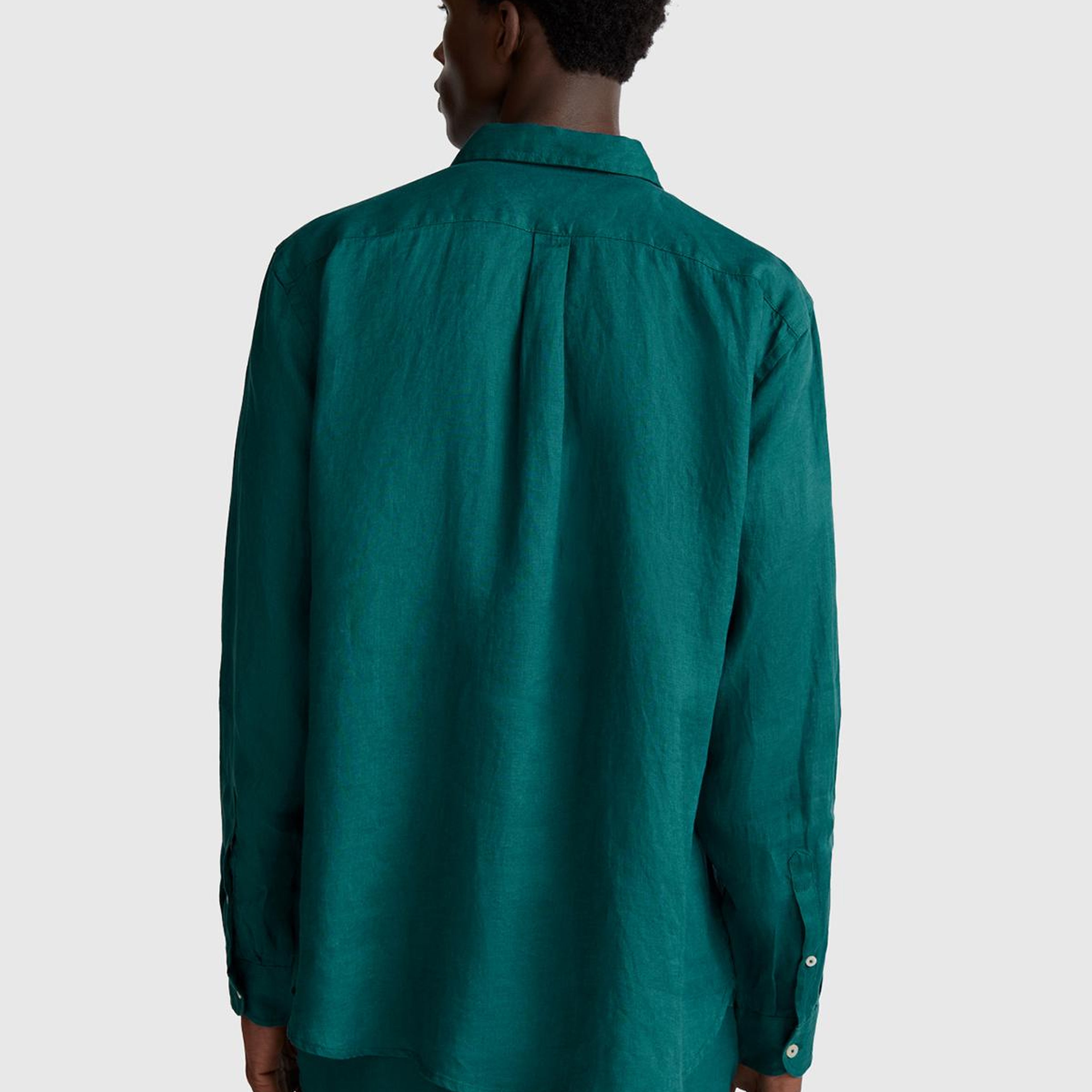 Erkek Yeşil %100 Keten Gömlek