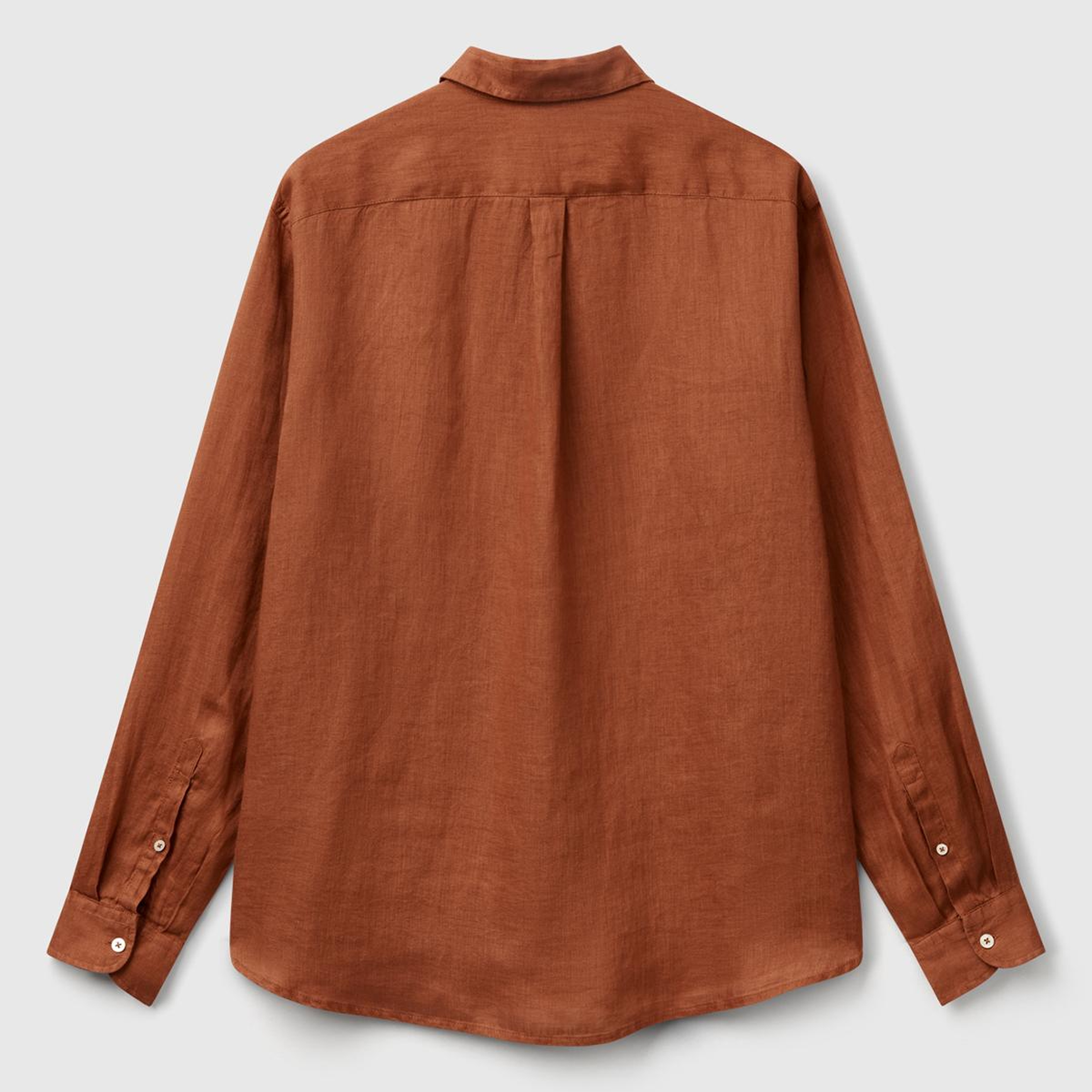 Erkek Koyu Kahverengi %100 Keten Gömlek