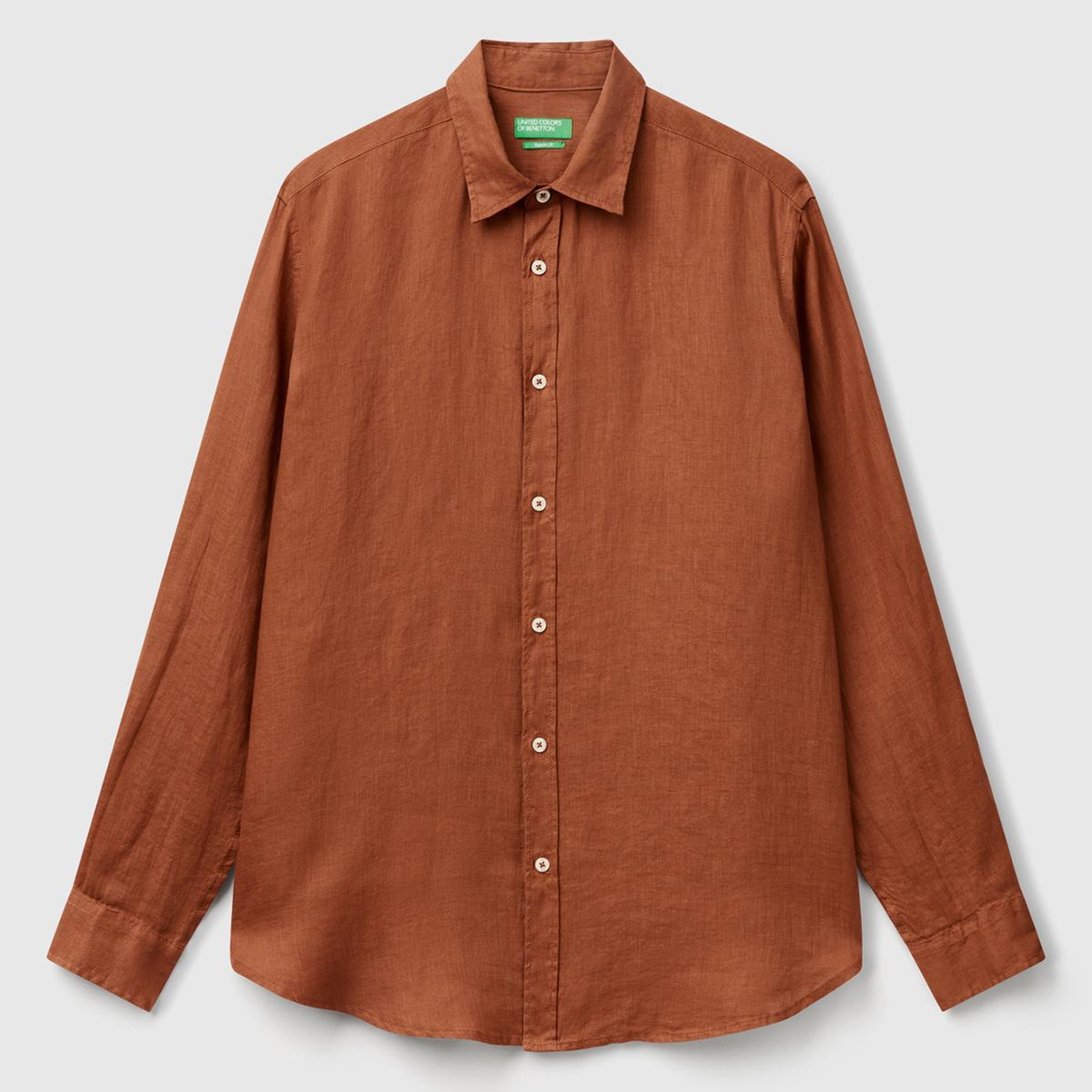 Erkek Koyu Kahverengi %100 Keten Gömlek