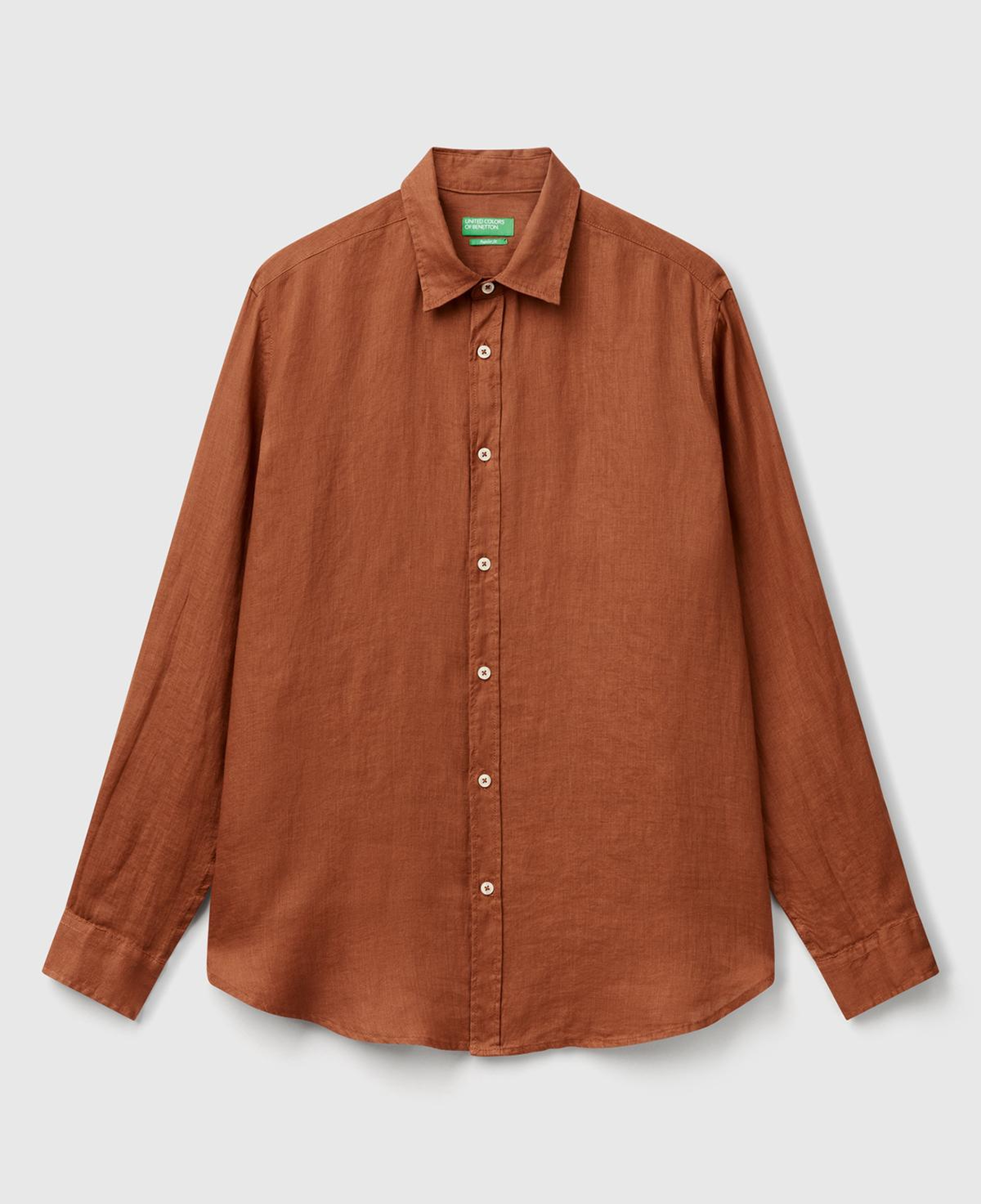 Erkek Koyu Kahverengi %100 Keten Gömlek