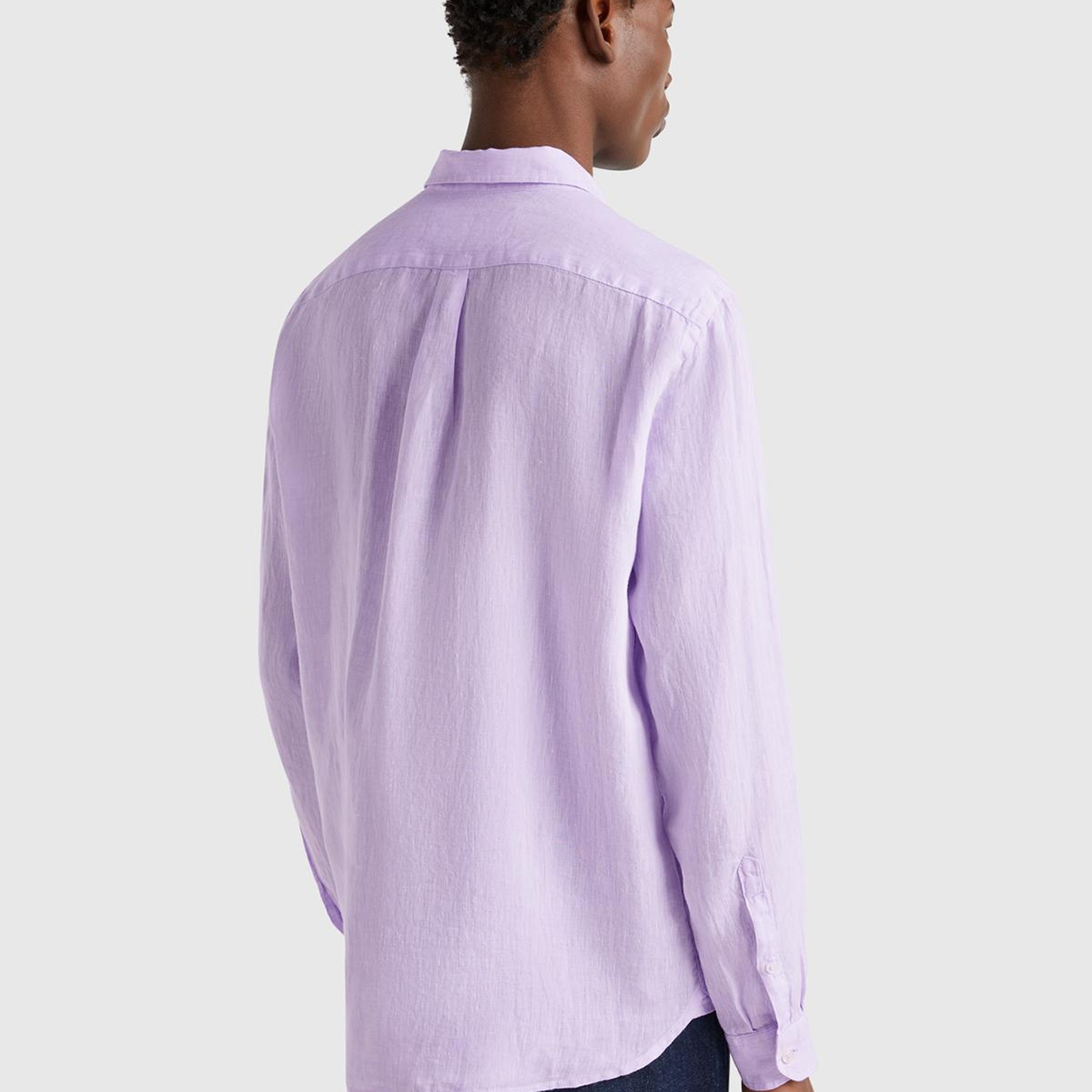 Erkek Lila %100 Keten Gömlek