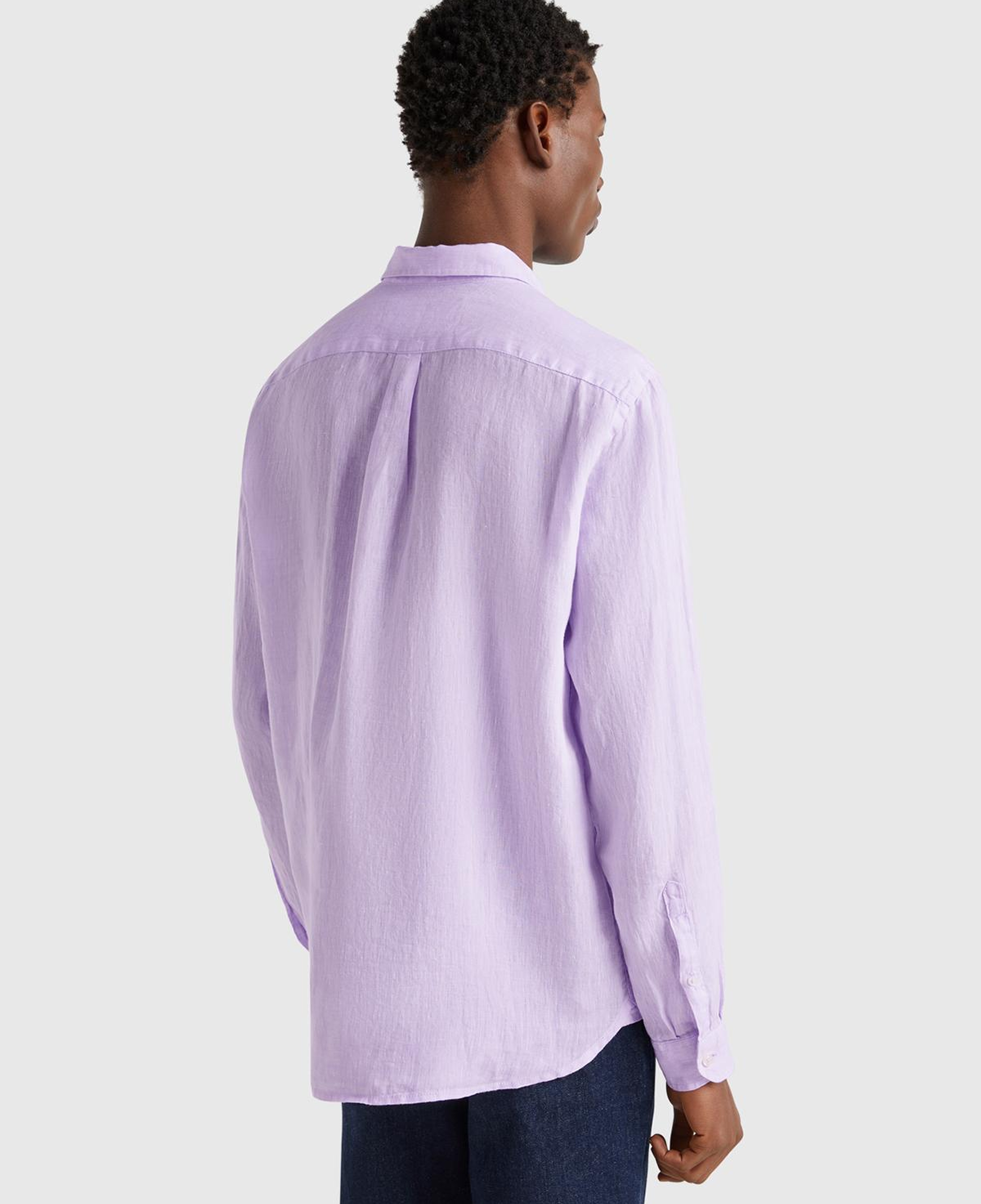 Erkek Lila %100 Keten Gömlek