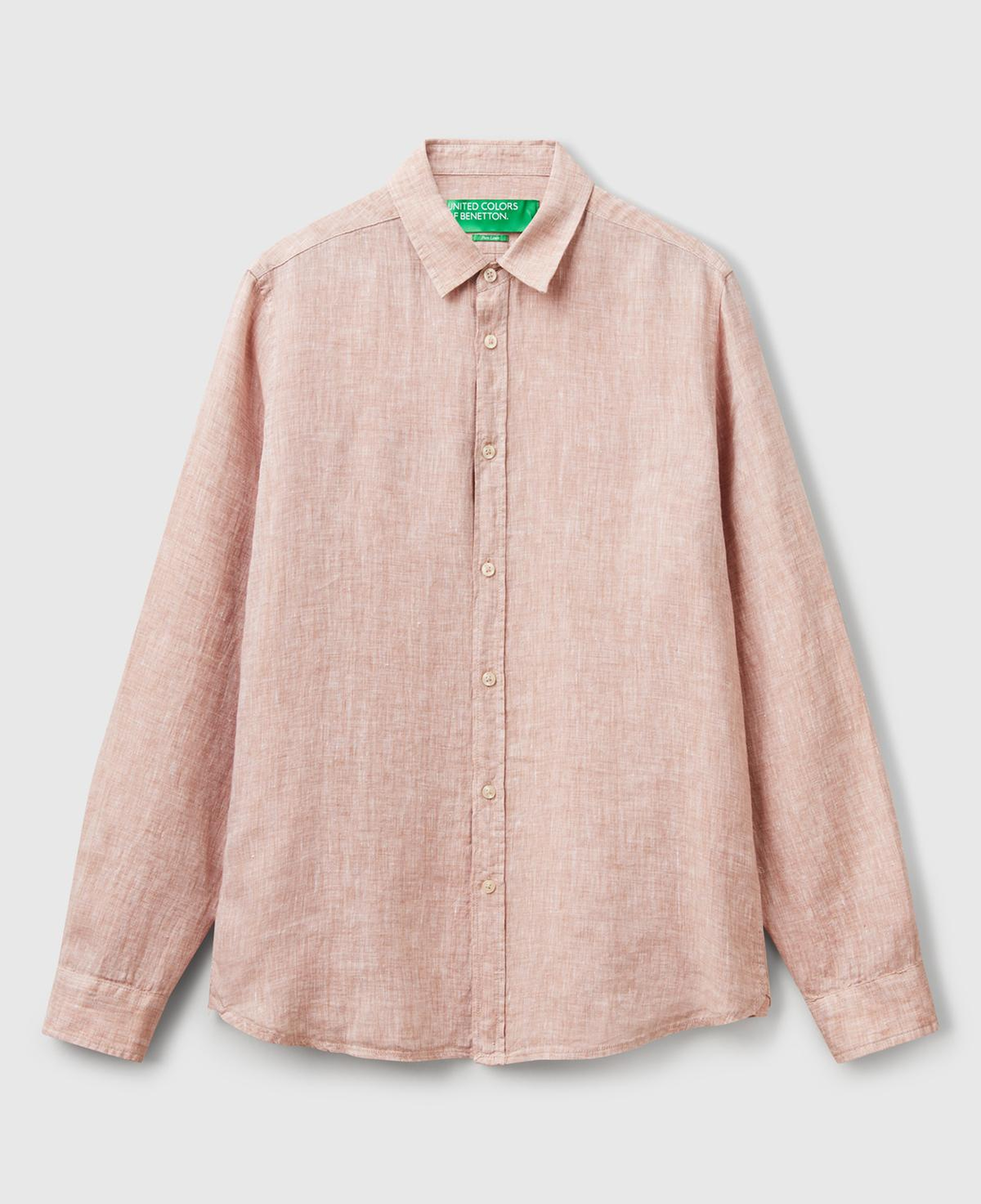 Erkek Bej %100 Keten Gömlek