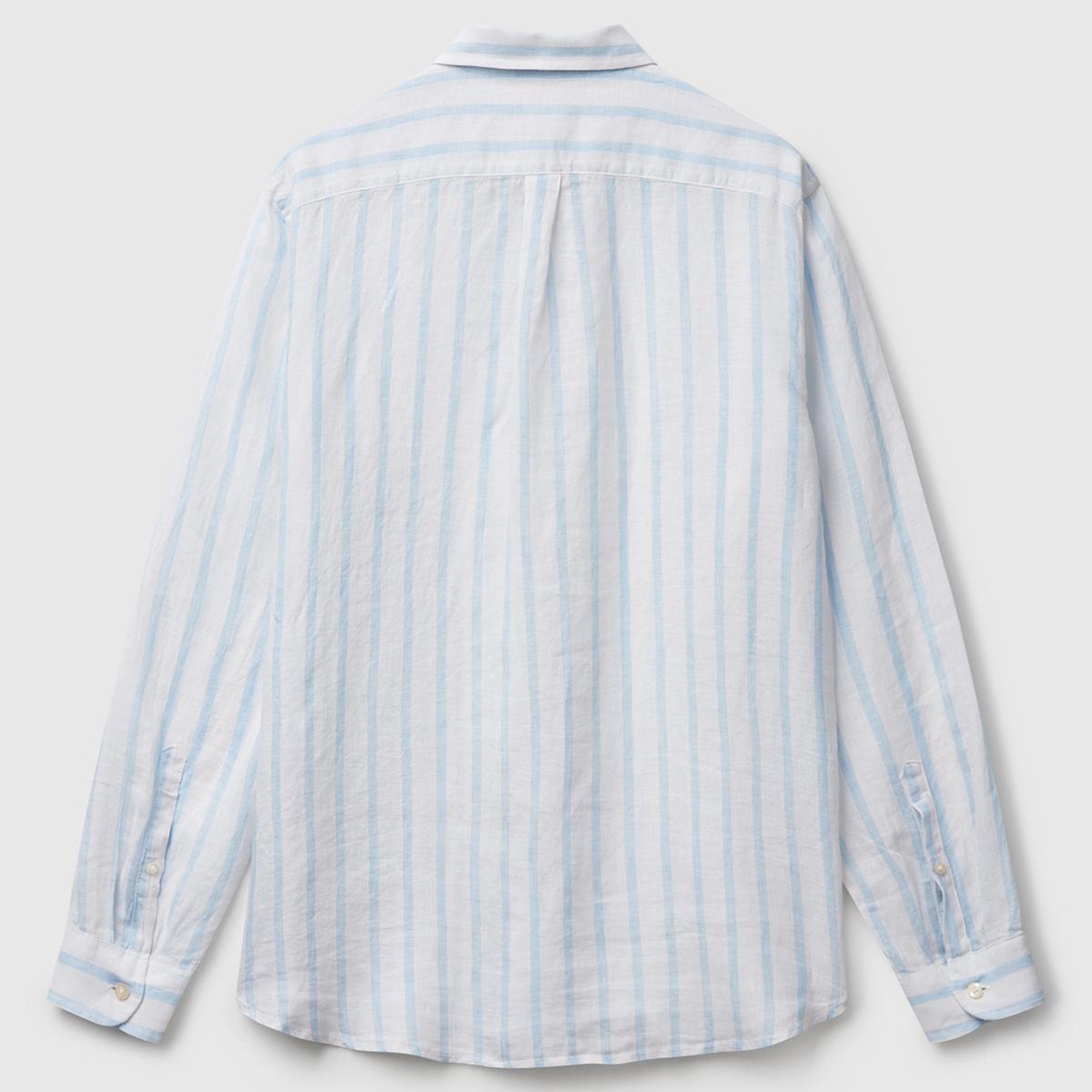 Erkek Beyaz Çizgili %100 Keten Gömlek