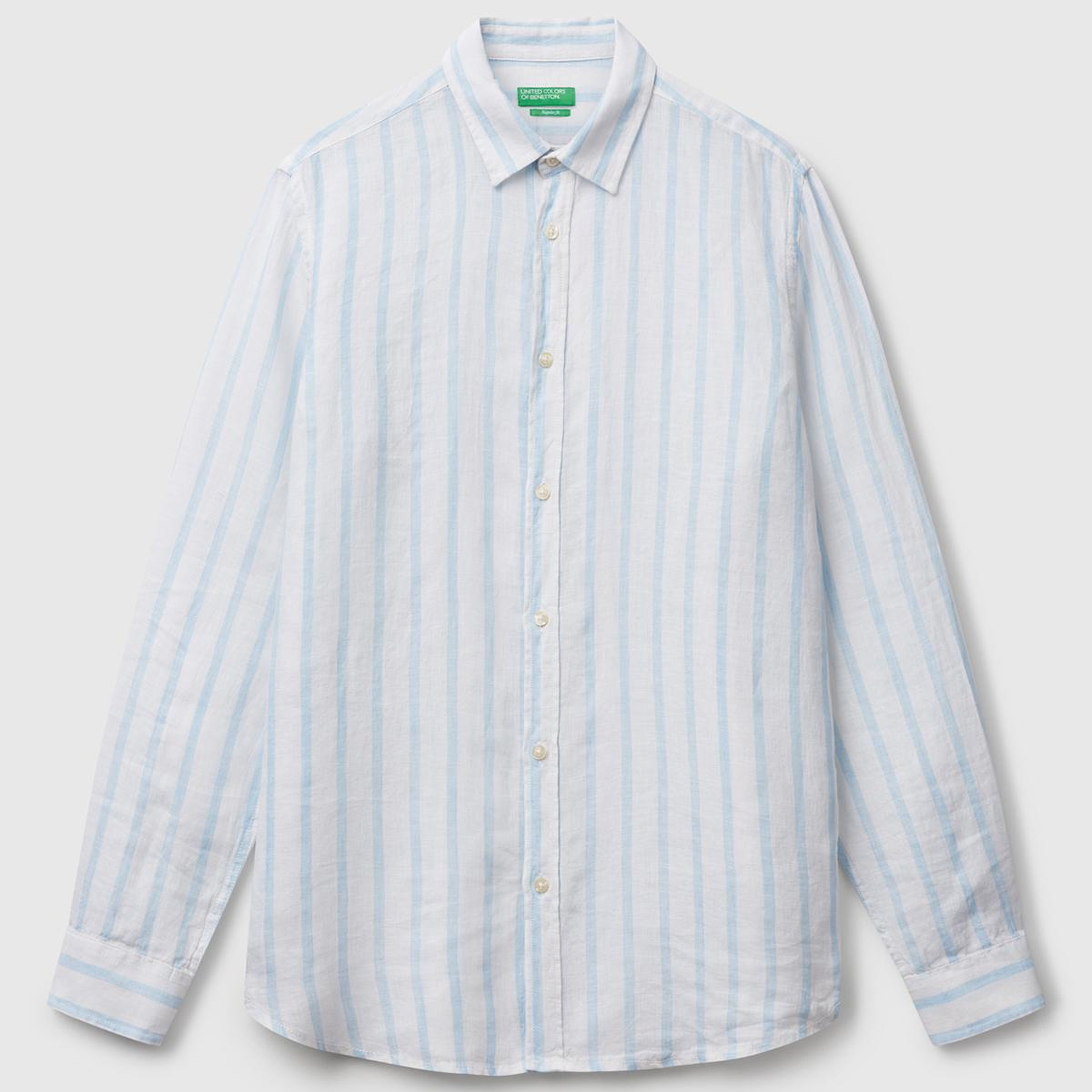 Erkek Beyaz Çizgili %100 Keten Gömlek