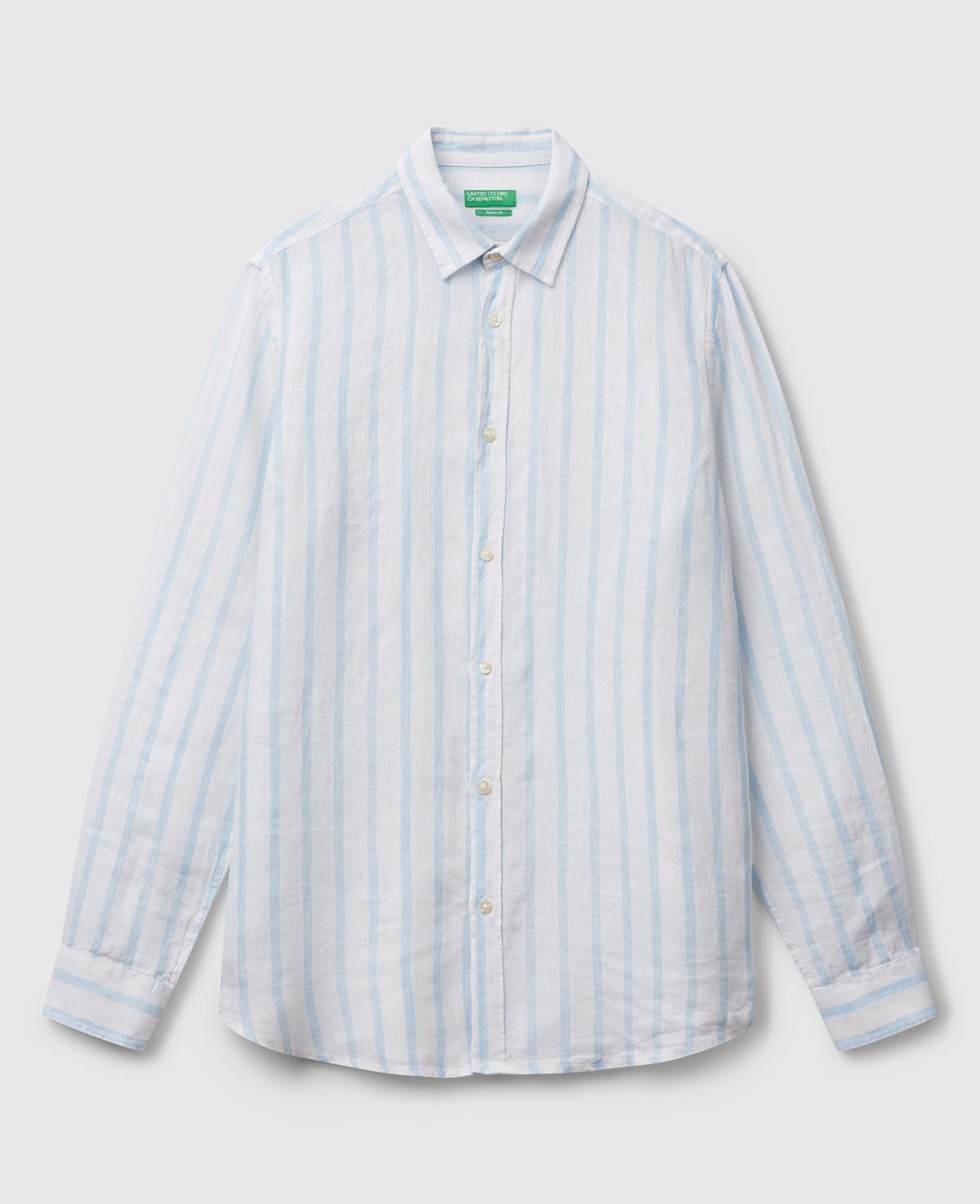 Erkek Beyaz Çizgili %100 Keten Gömlek