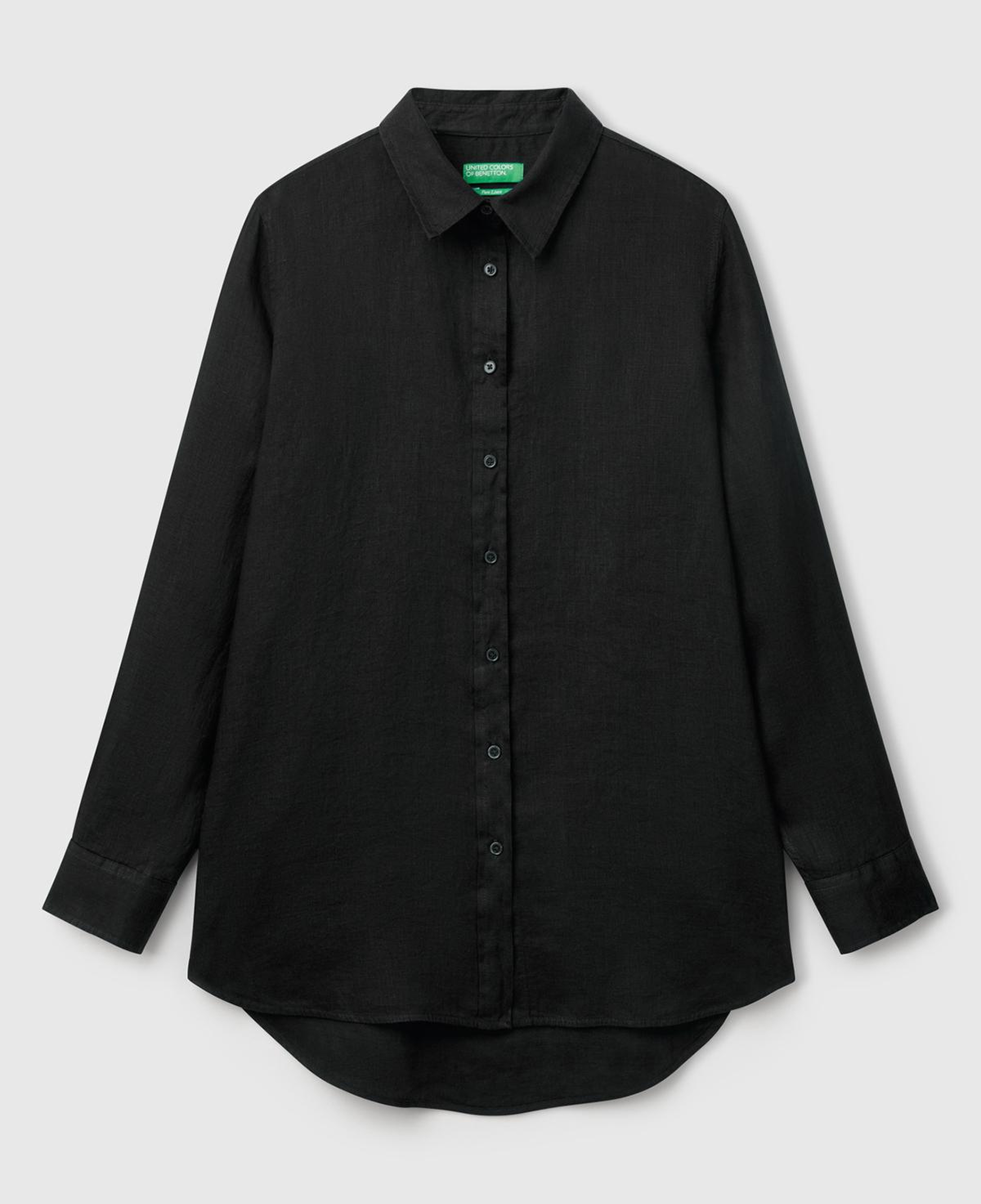 Kadın Siyah %100 Keten Gömlek