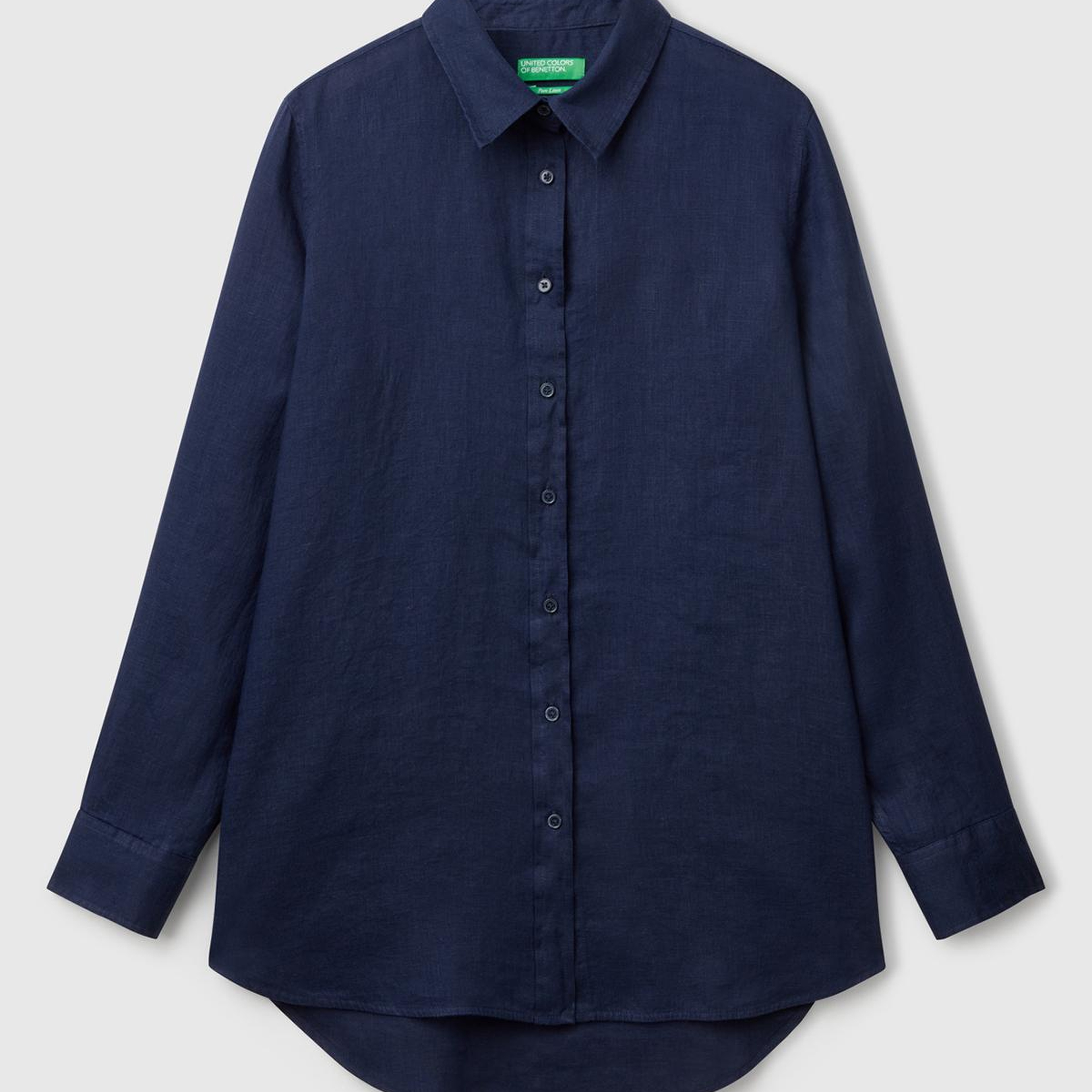 Kadın Koyu Lacivert %100 Keten Gömlek