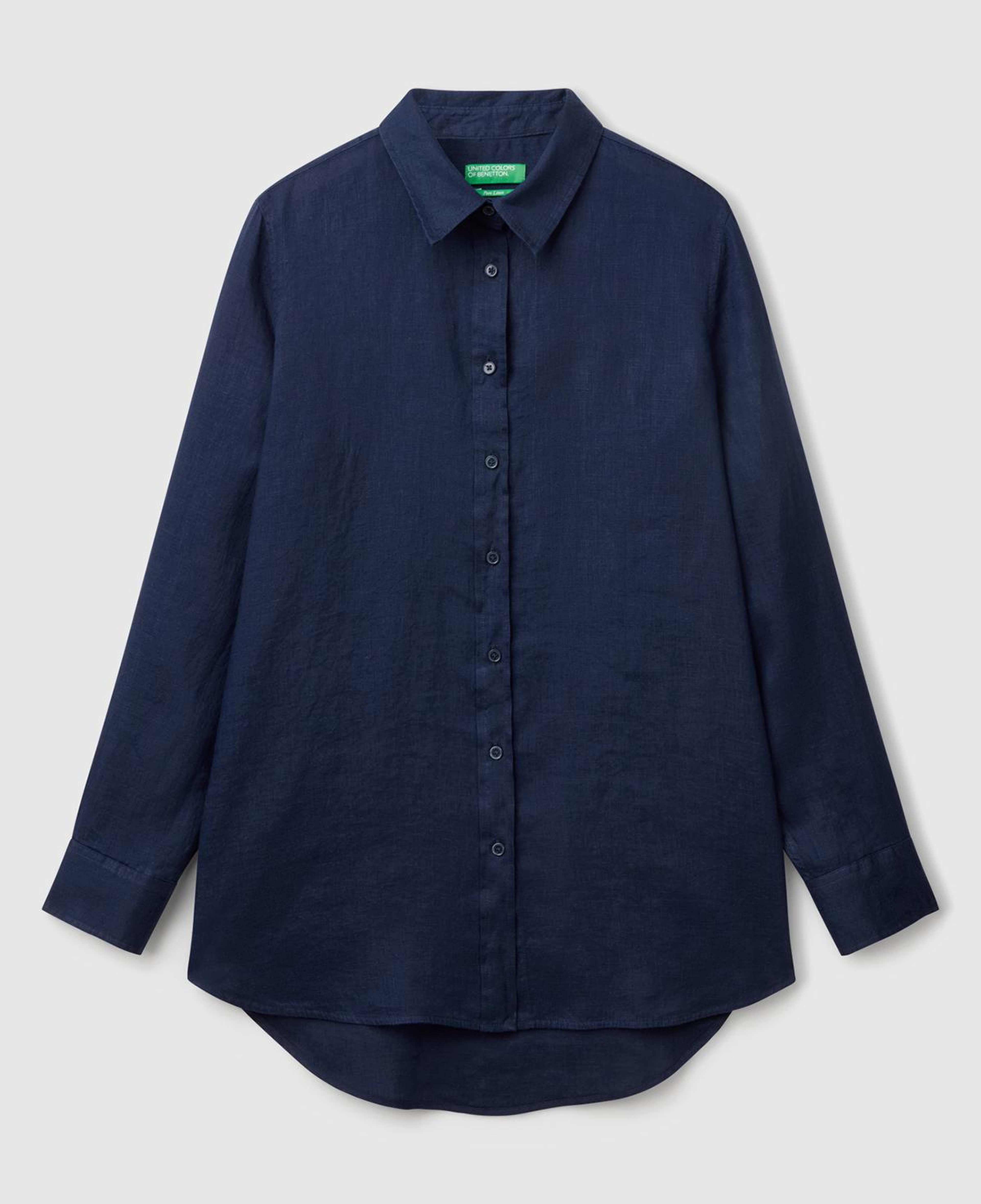 Kadın Koyu Lacivert %100 Keten Gömlek