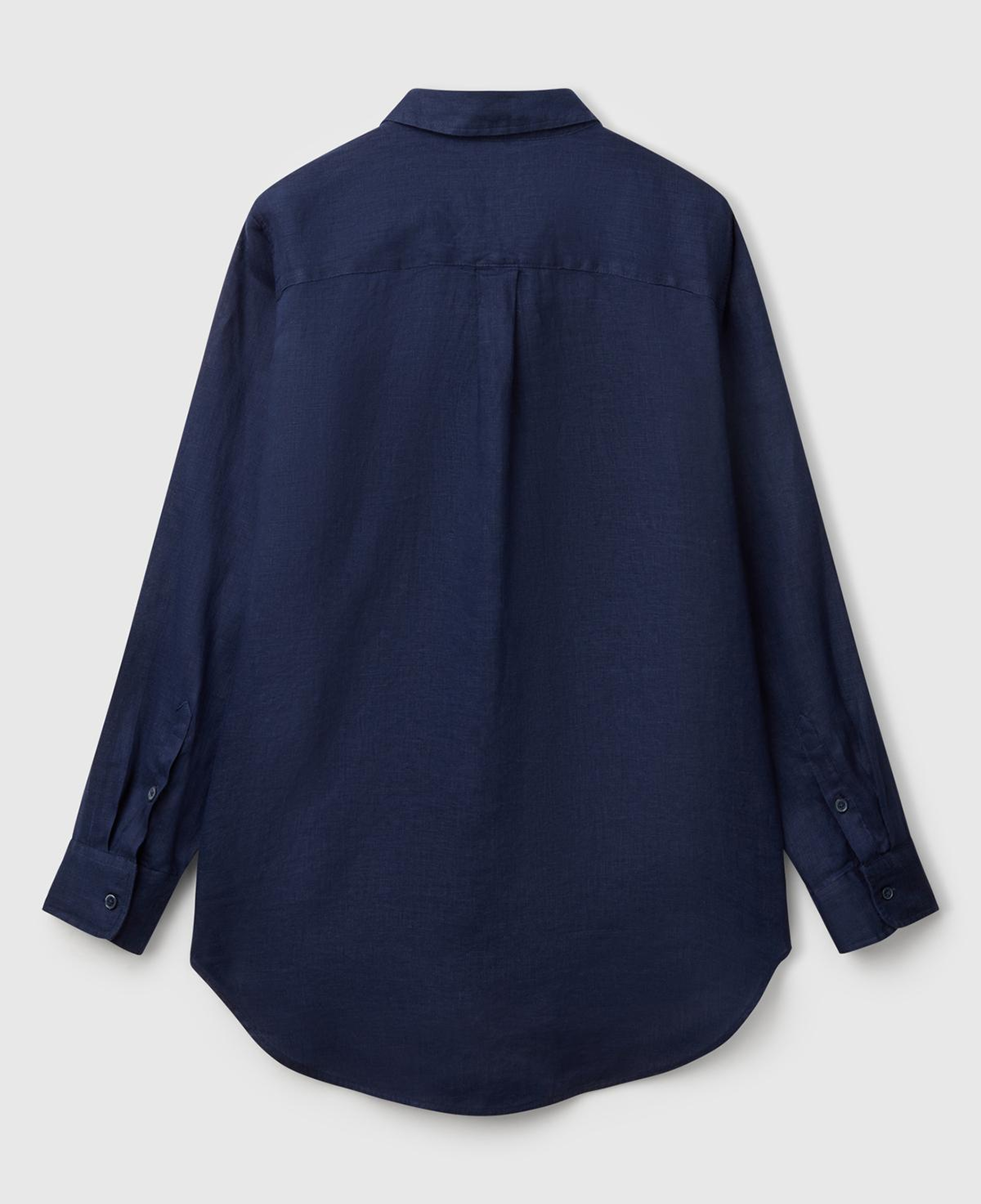 Kadın Koyu Lacivert %100 Keten Gömlek