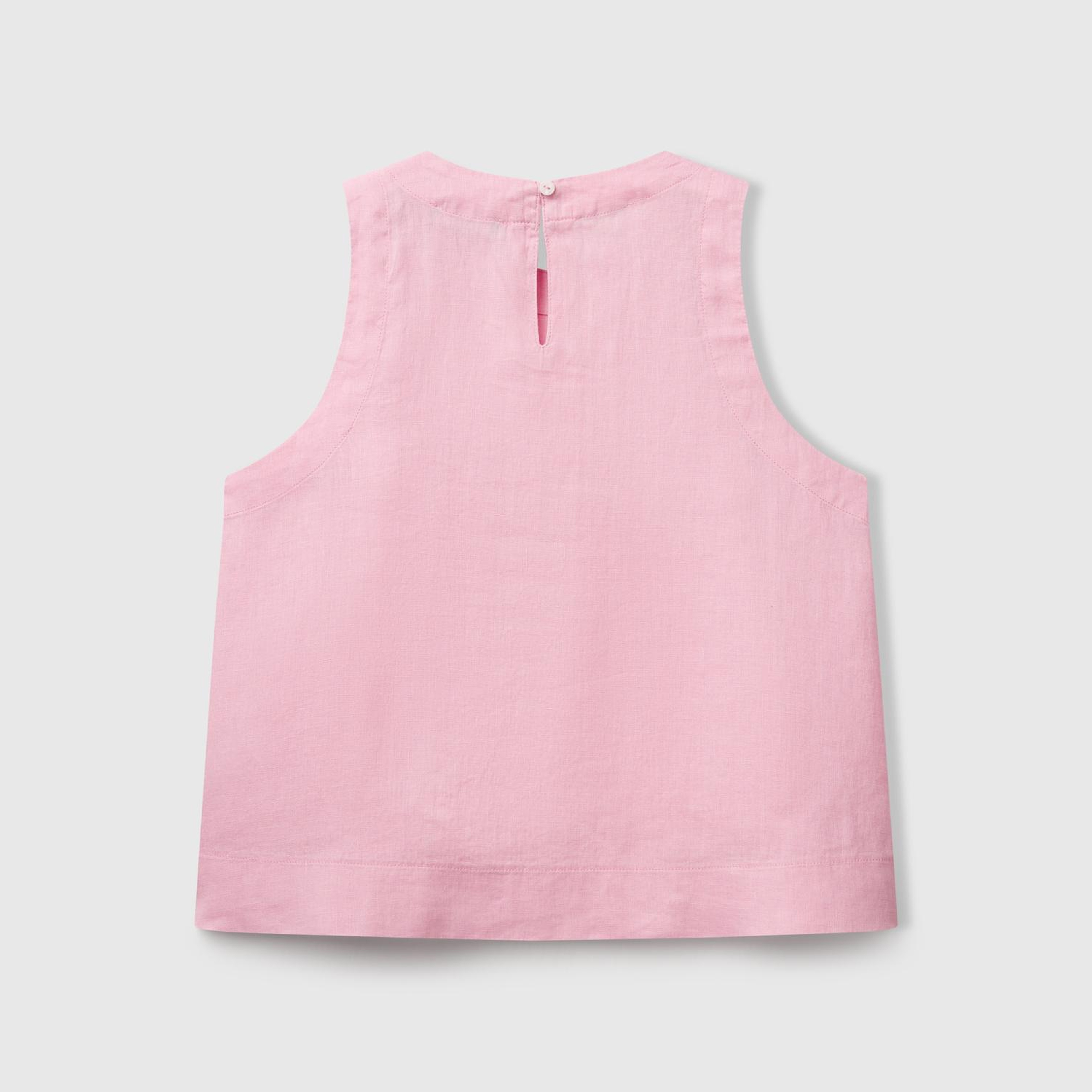 Kadın Pembe %100 Keten Kolsuz Bluz