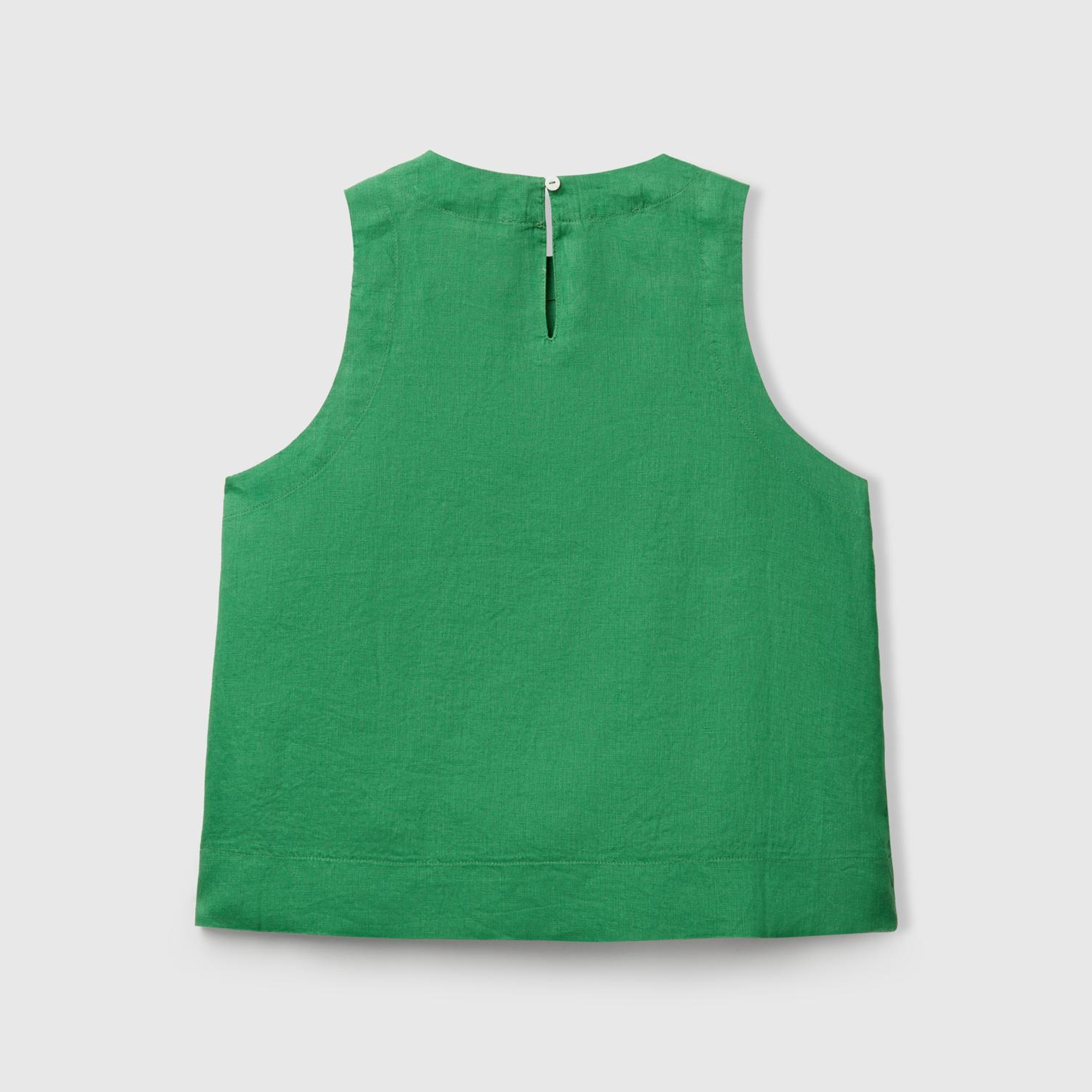 Kadın Yeşil %100 Keten Kolsuz Bluz