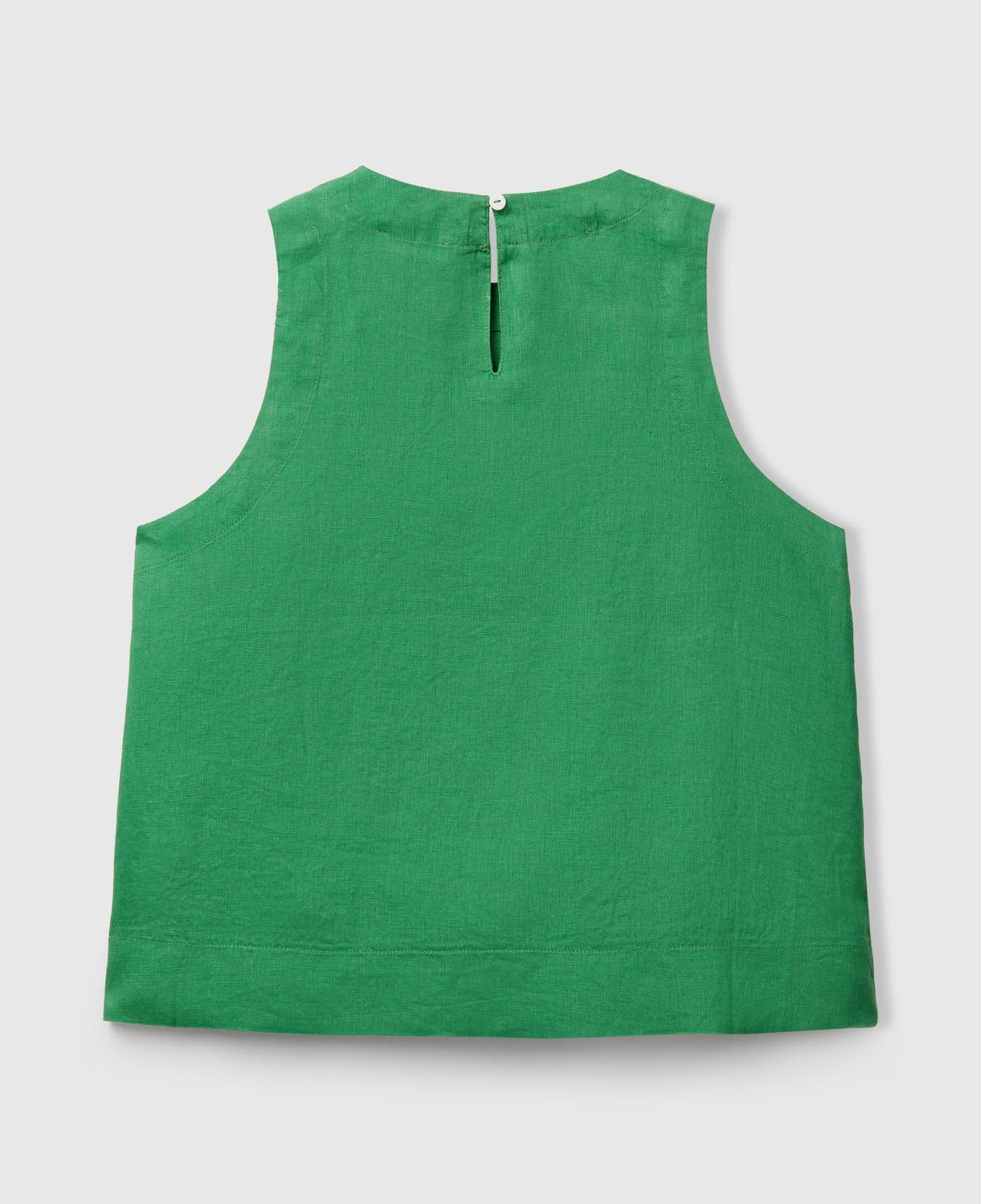 Kadın Yeşil %100 Keten Kolsuz Bluz