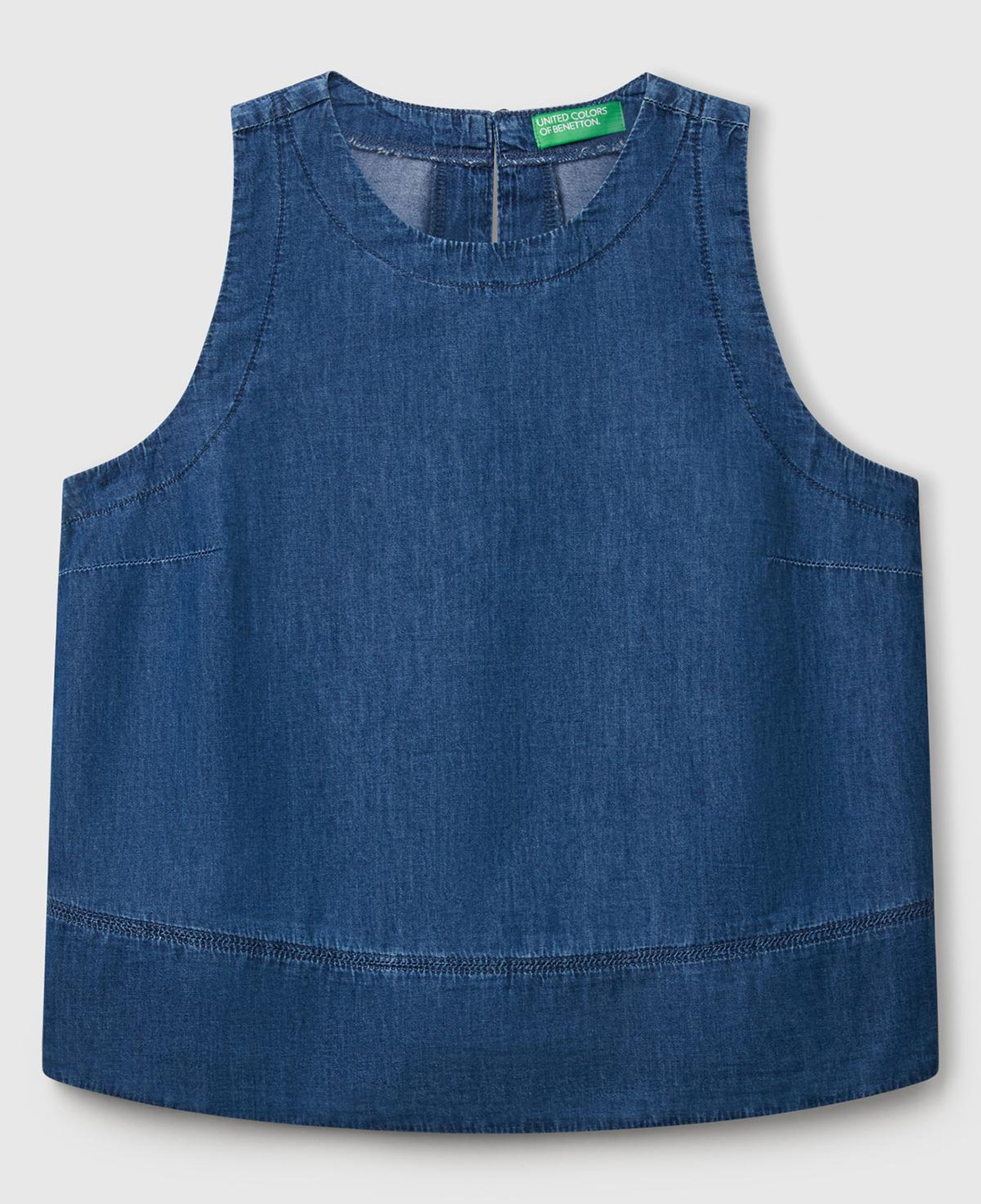 Kadın Koyu Mavi %100 Koton Kolsuz Şamre Bluz