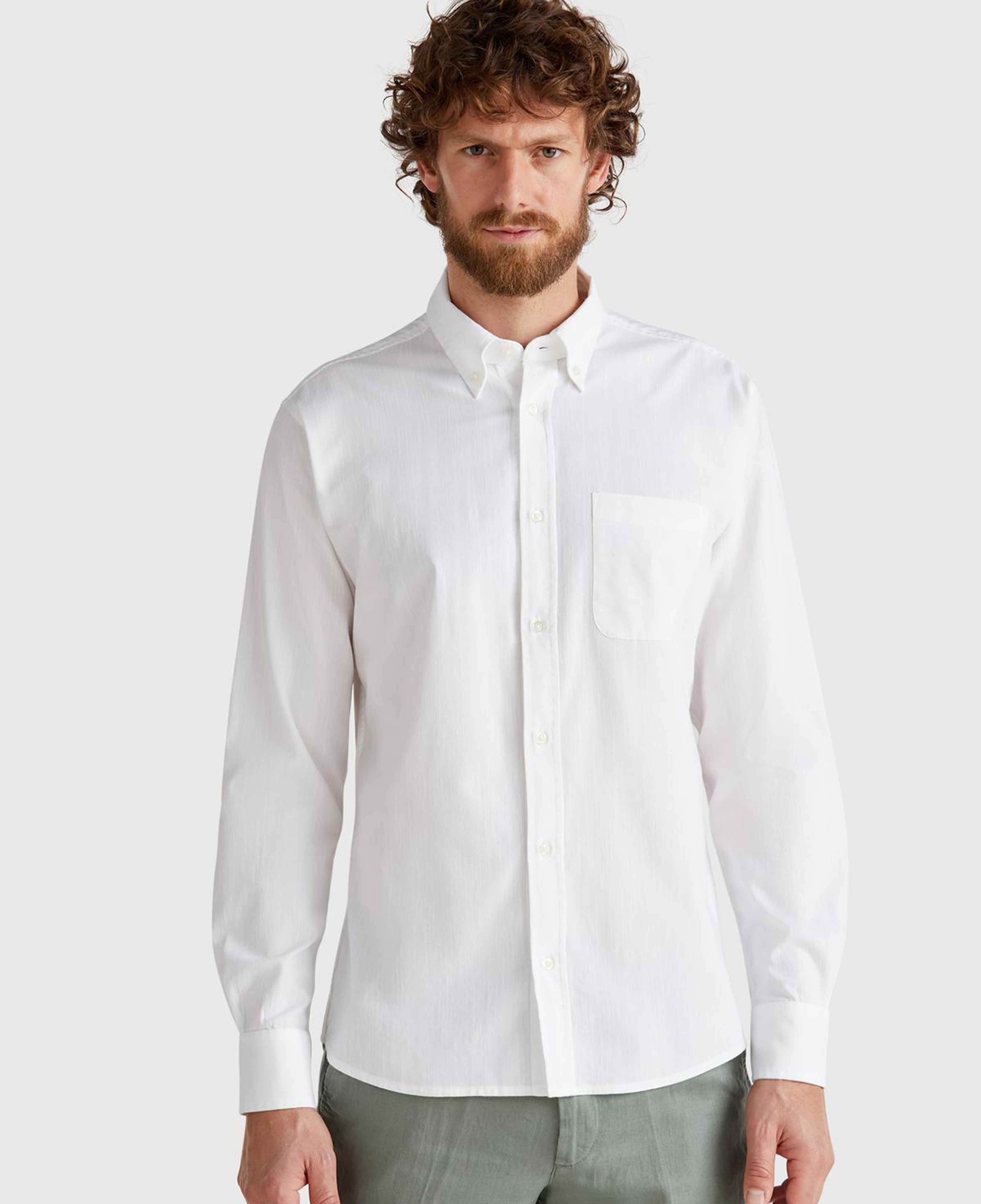 Erkek Beyaz Viskoz Karışımlı Slim Fit Gömlek