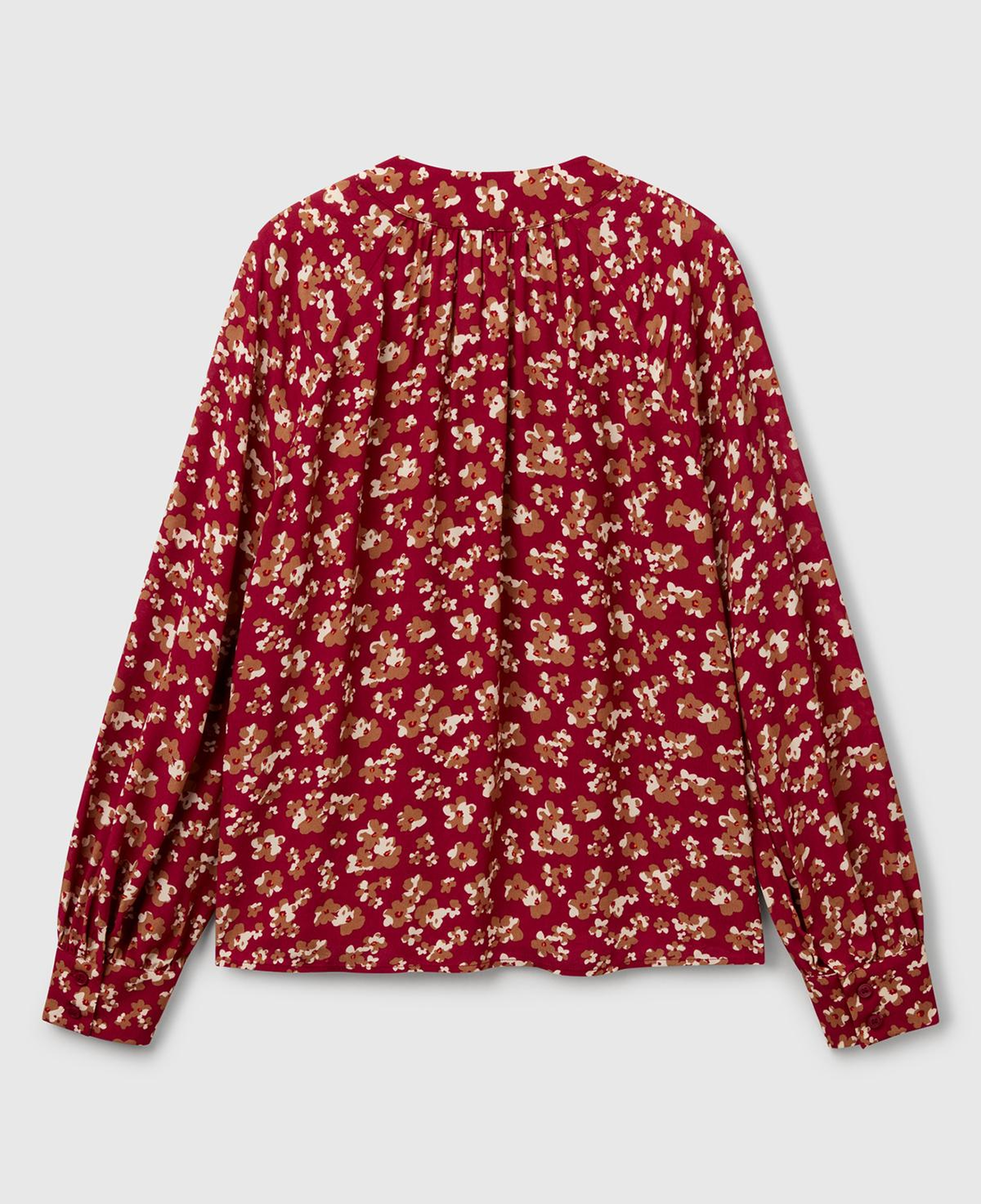 Kadın Bordo %100 Viskoz V Yaka Raglan Kol Bluz