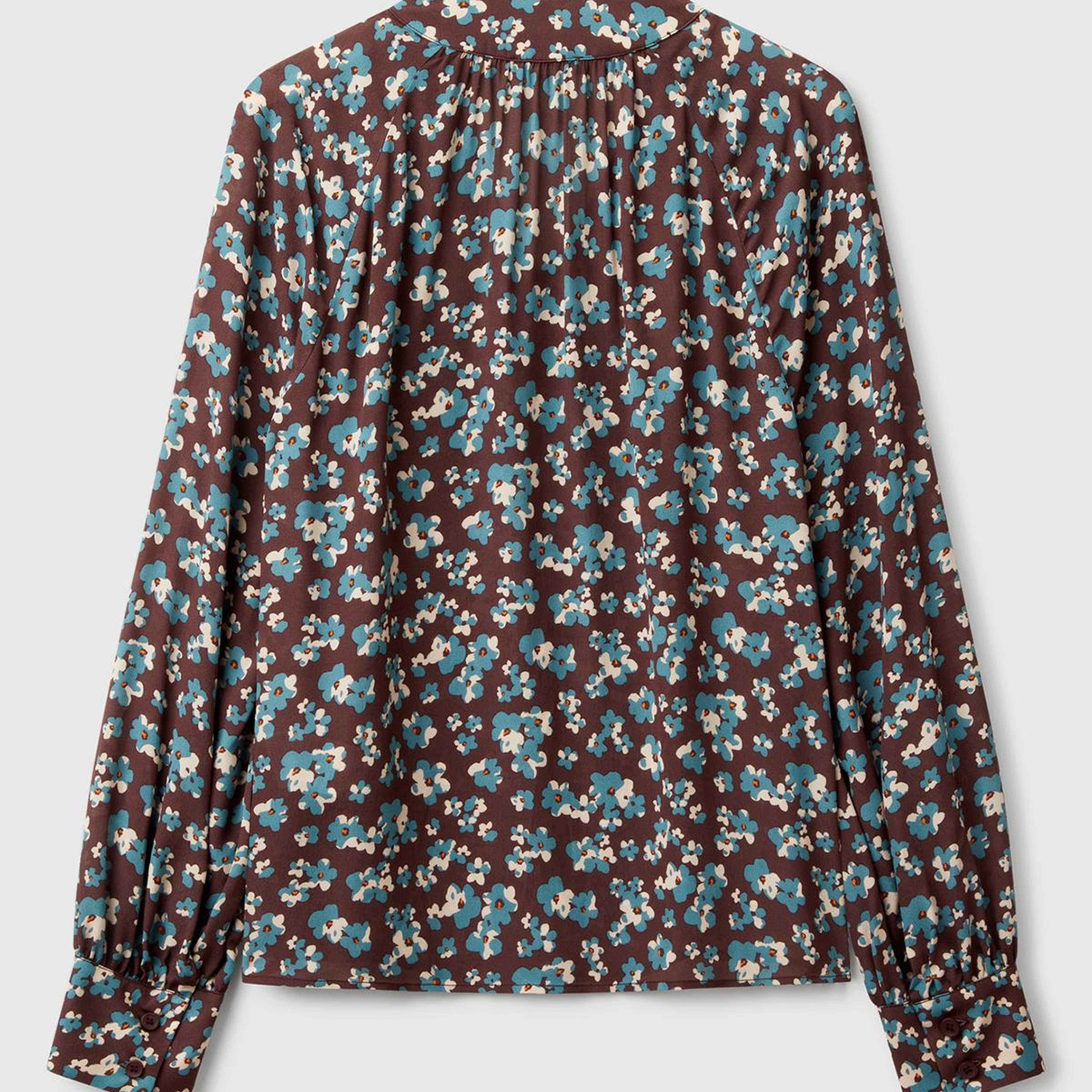 Kadın Kahverengi %100 Viskoz V Yaka Raglan Kol Bluz