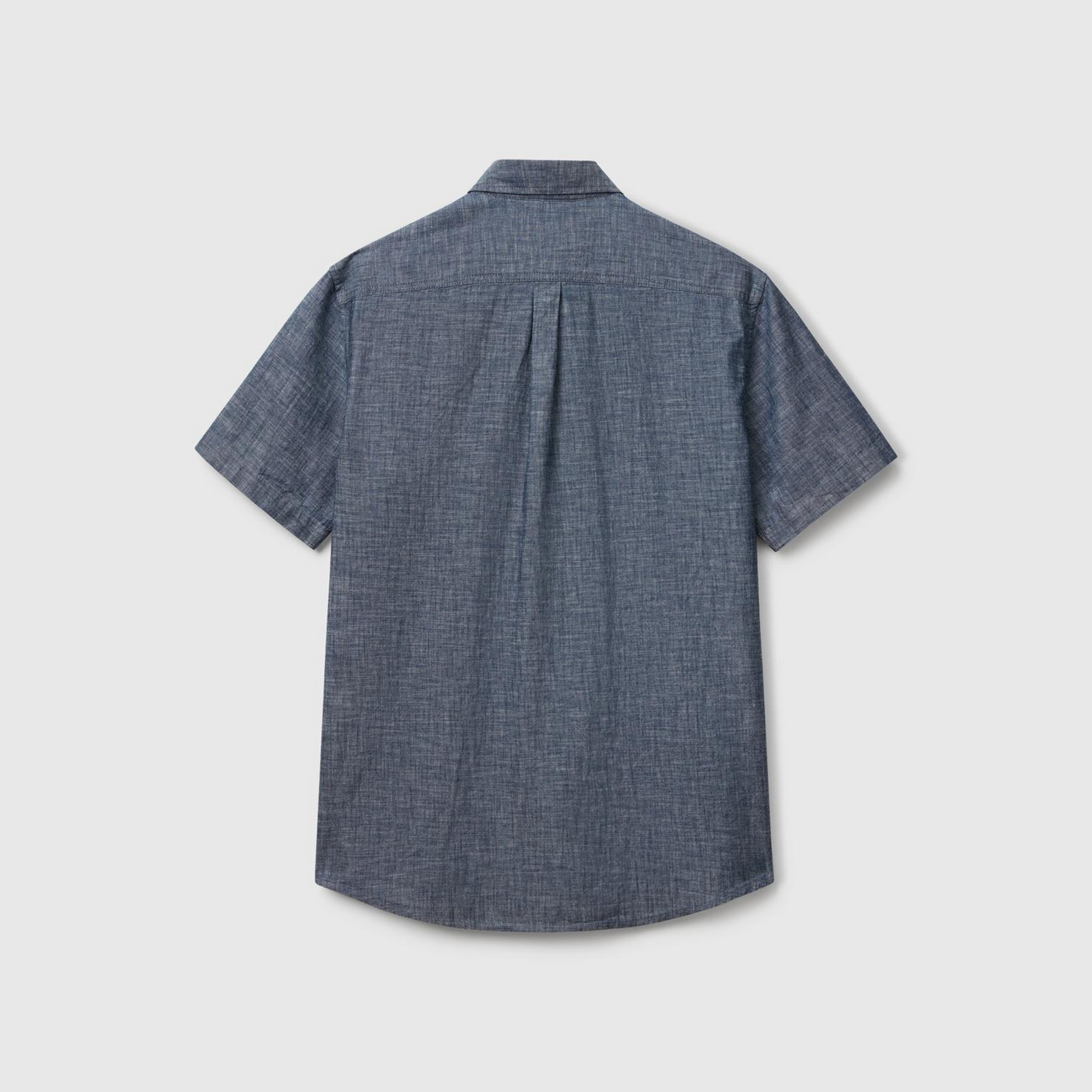 Erkek Mavi %100 Koton Kısa Kollu Regular Fit Şamre Gömlek