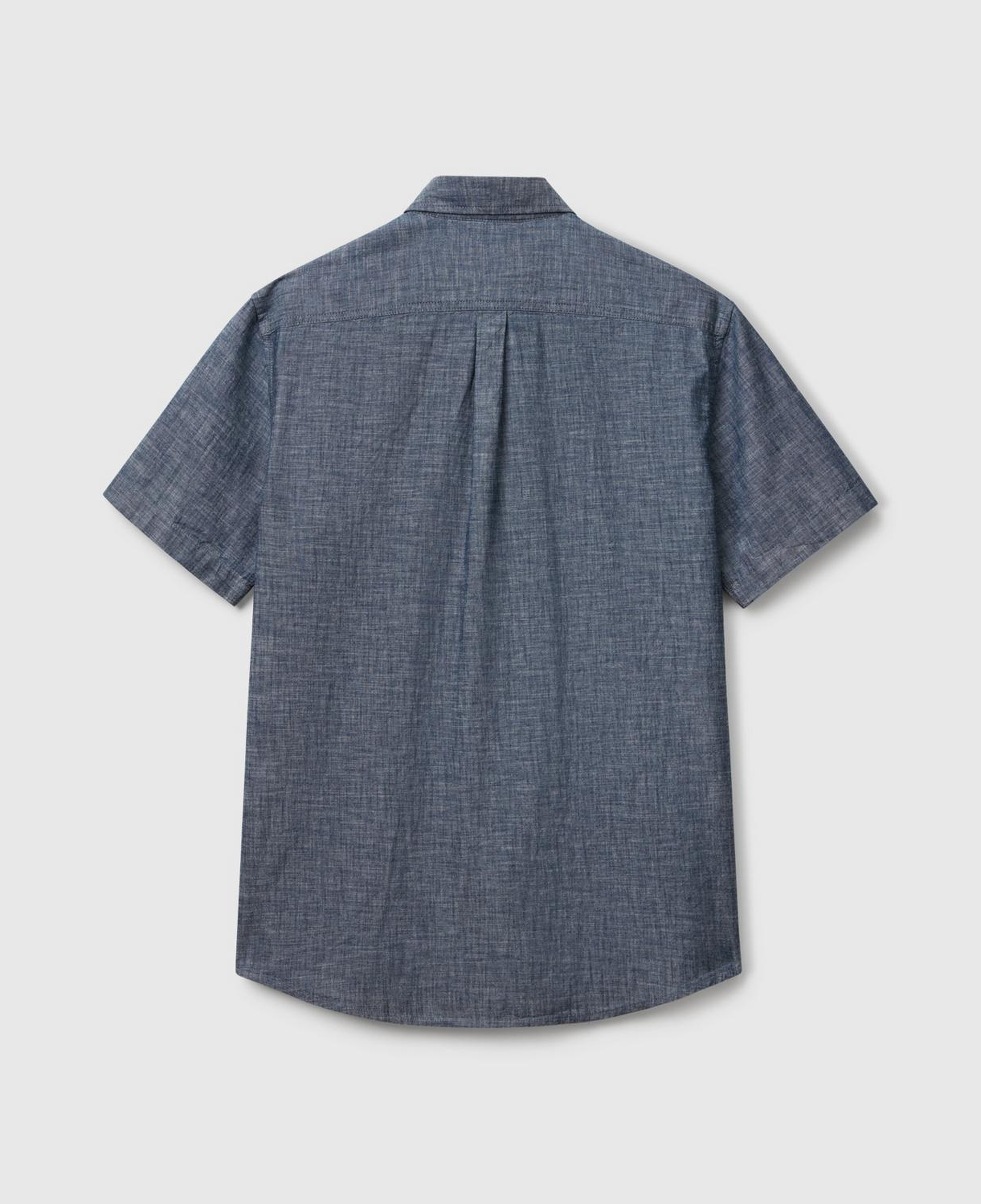 Erkek Mavi %100 Koton Kısa Kollu Regular Fit Şamre Gömlek