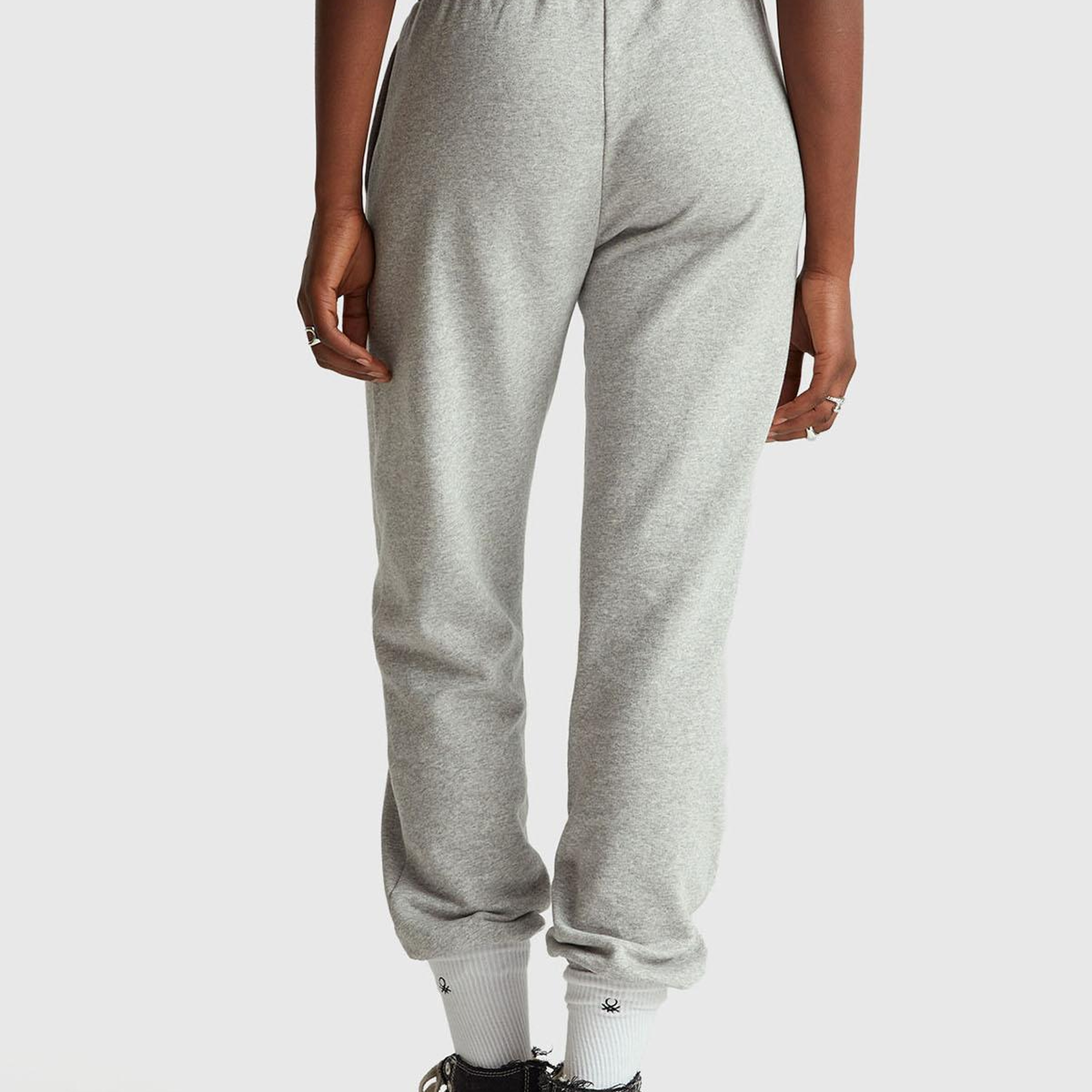 Kadın Gri Melanj  %100 Pamuk Regular Fit Stranger Things Eşofman Altı