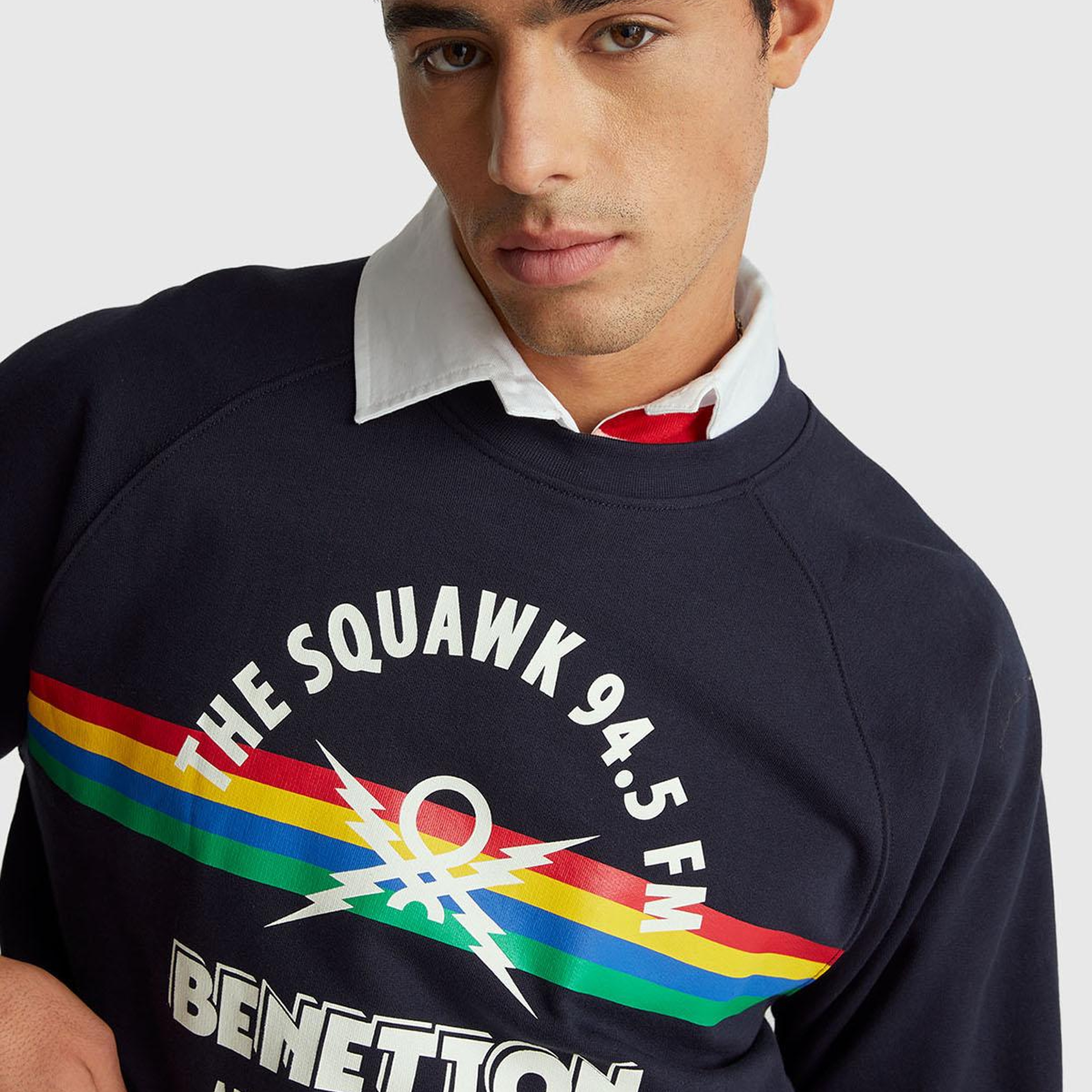 Erkek Lacivert %100 Pamuk Relaxed Fit Stranger Things Baskılı Sweatshirt