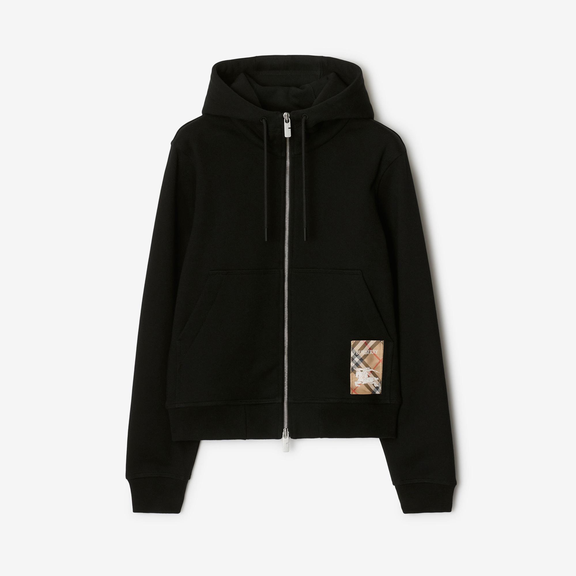 Burberry For Label Cotton Zip Kadın Siyah Hoodie