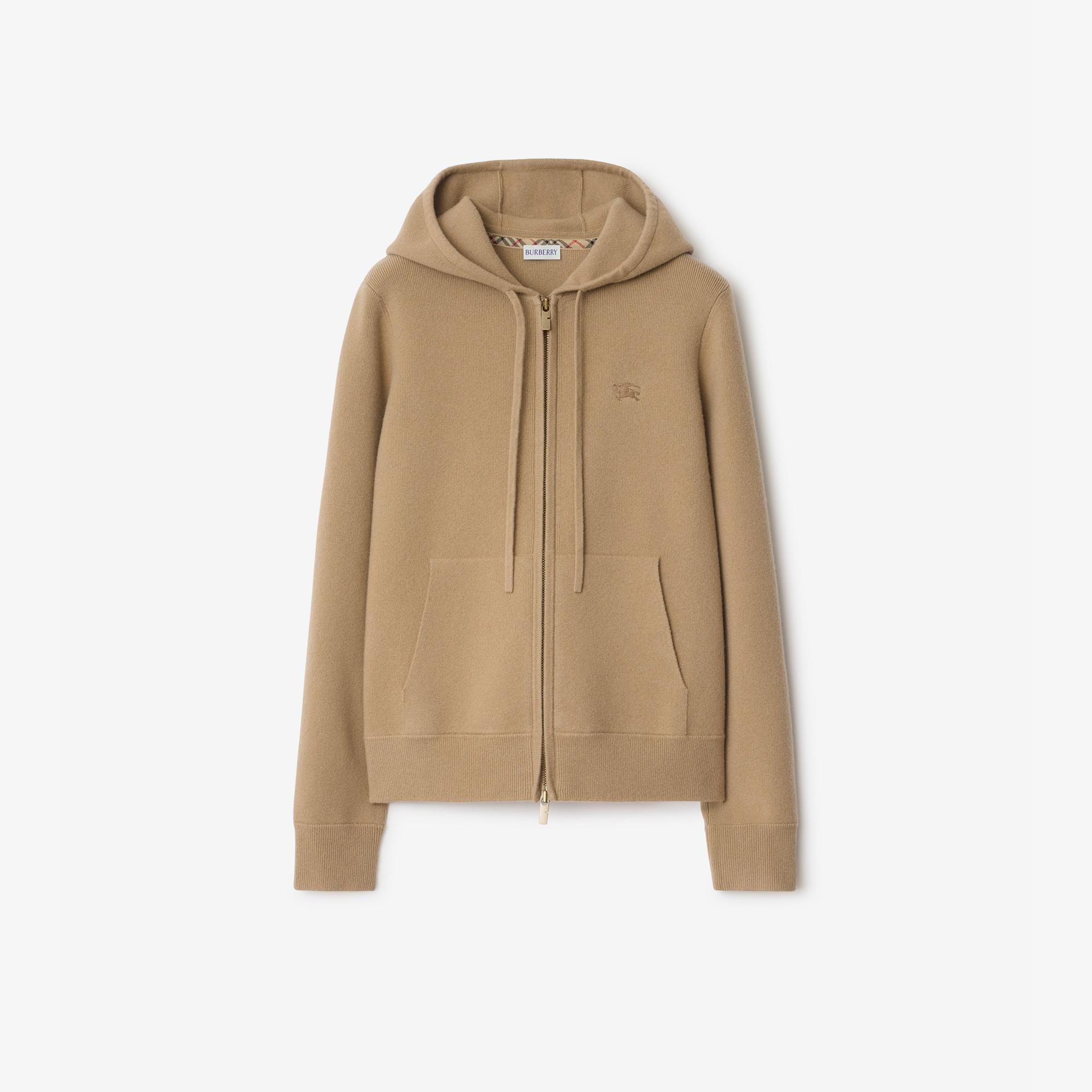 Burberry Cashmere Blend Zip Kadın Bej Hoodie