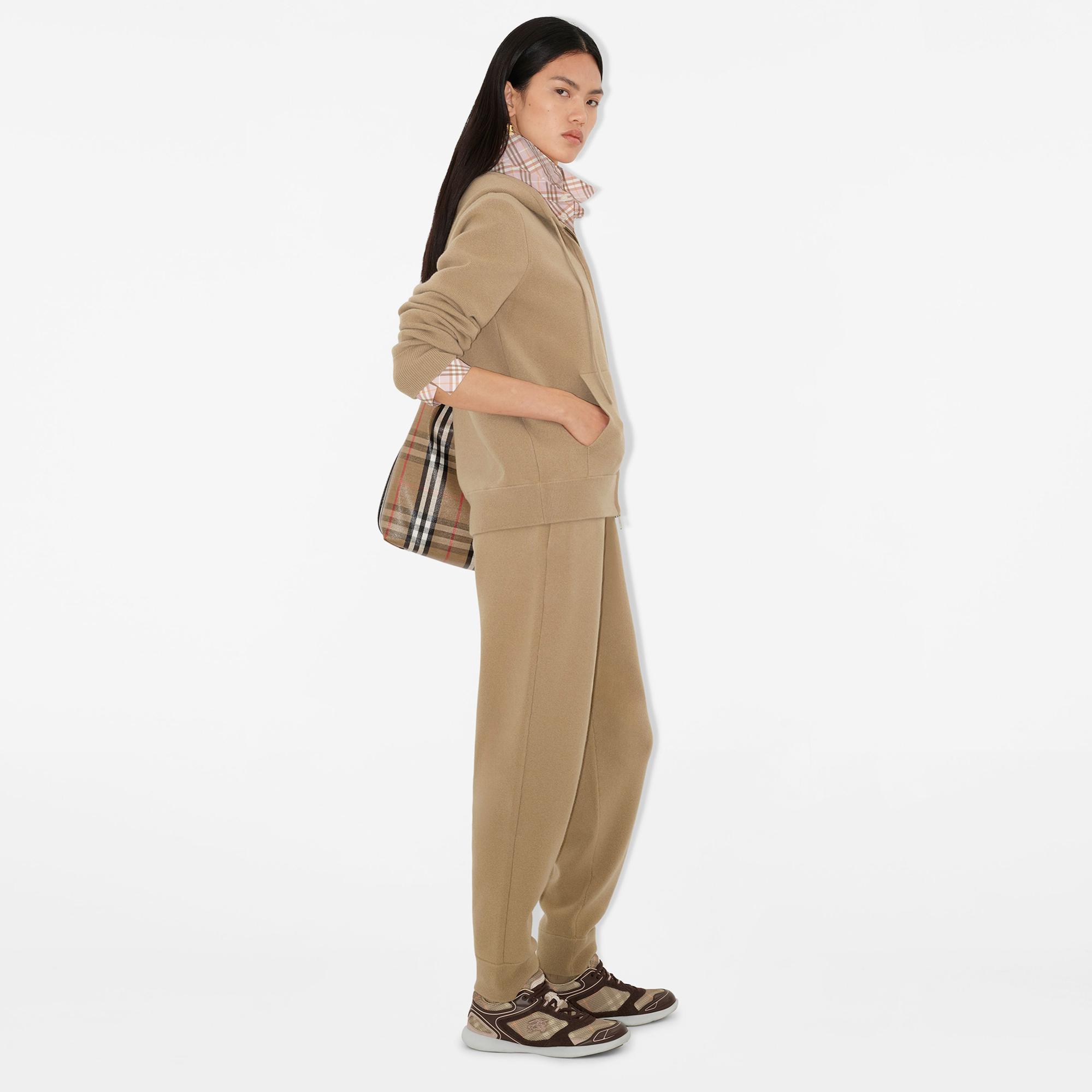 Burberry Cashmere Blend Zip Kadın Bej Hoodie