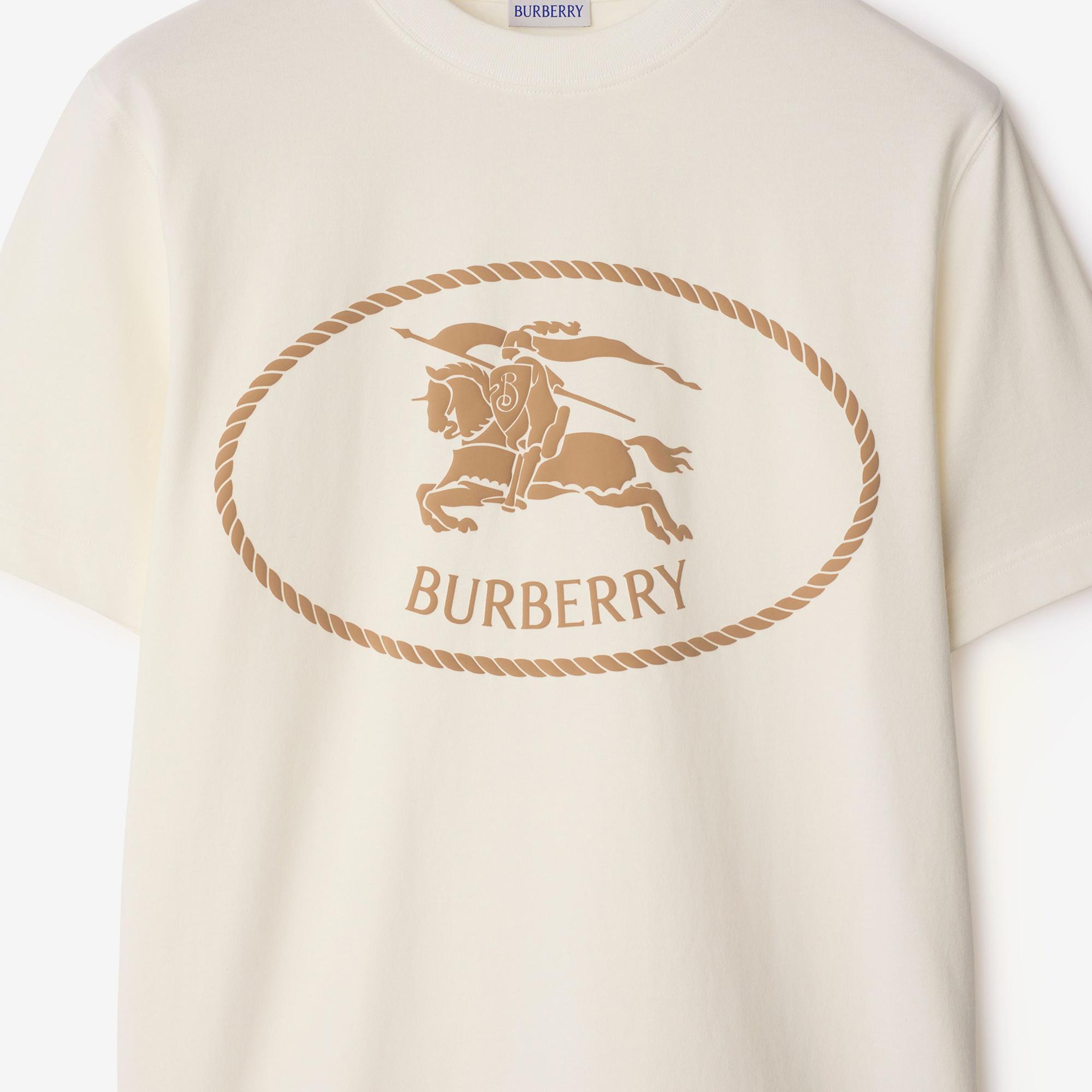 Burberry Knight Stamp Cotton Erkek Beyaz T-Shirt