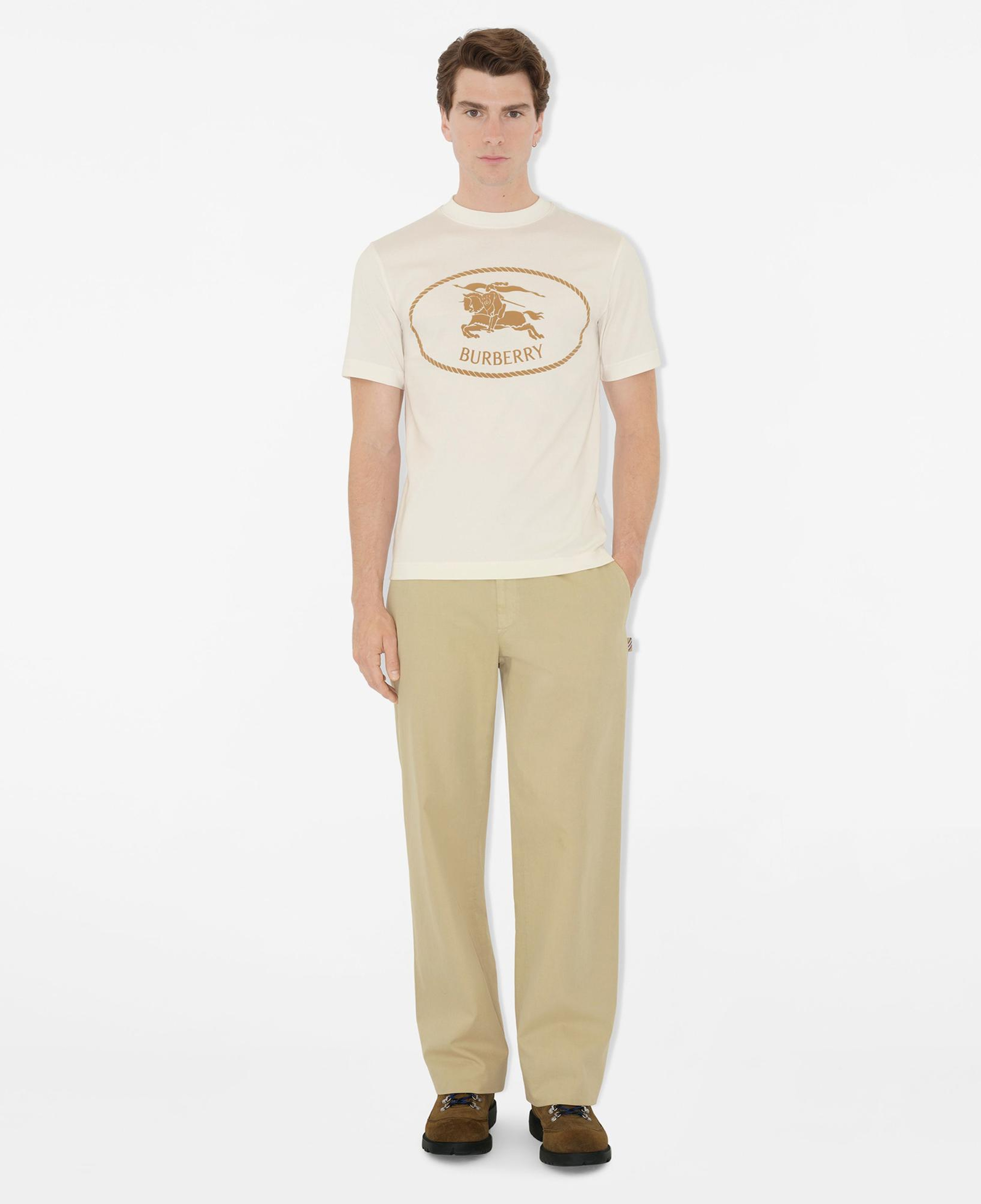 Burberry Knight Stamp Cotton Erkek Beyaz T-Shirt