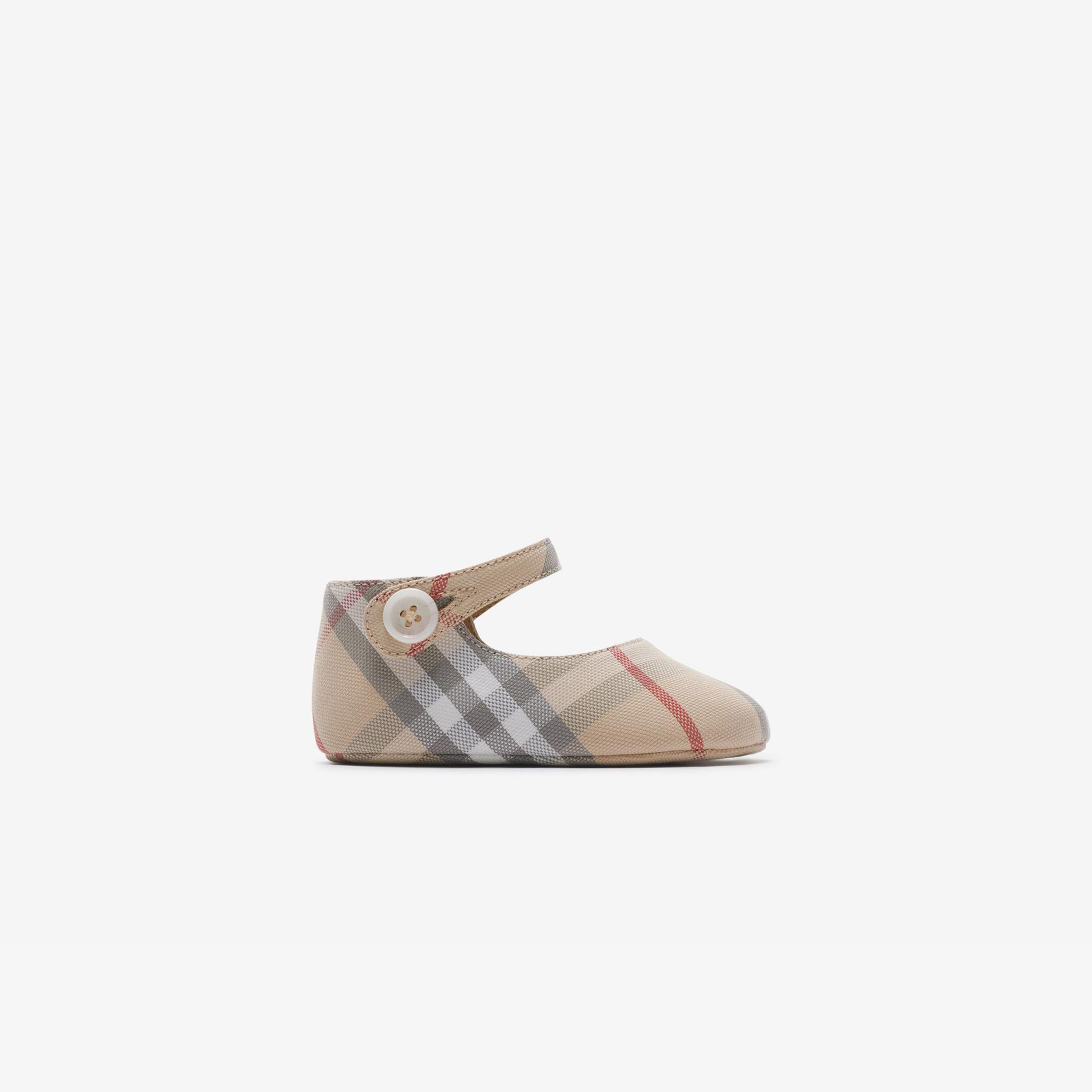 Burberry Check Pamuklu Mary Jane Çocuk Bej Sneaker