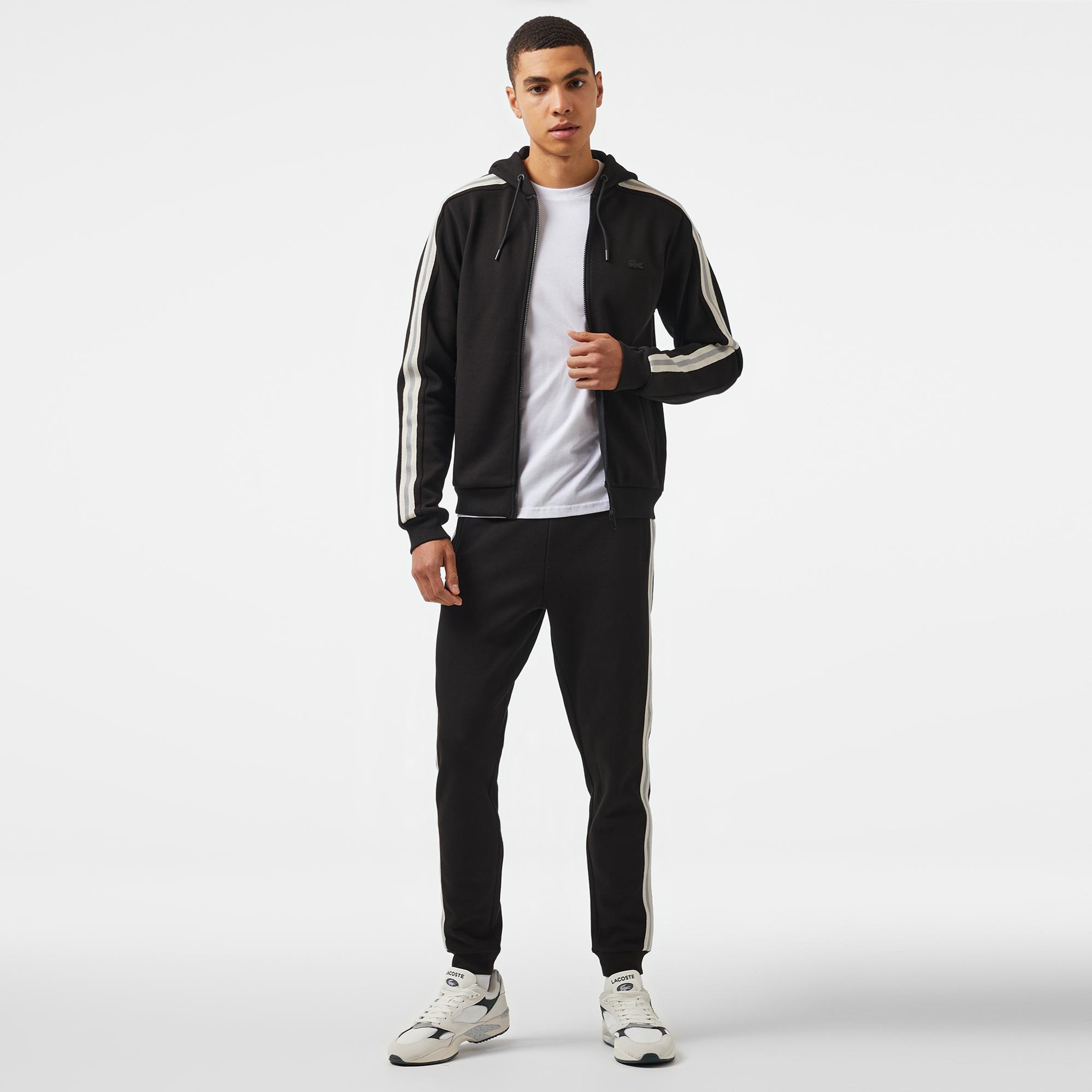 Lacoste Erkek Slim Fit Çizgili Siyah Eşofman Altı