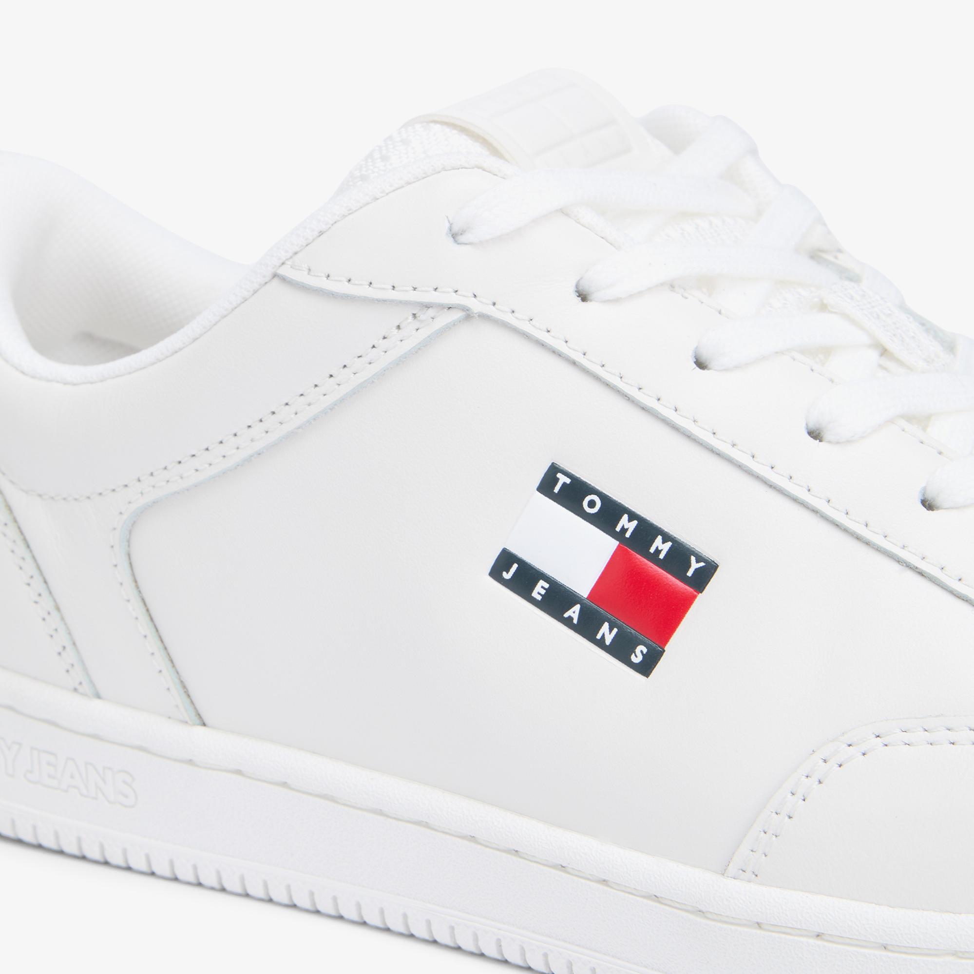Tommy Hilfiger Jeans Cupsole Long Lace Leather Erkek Beyaz Spor Ayakkabı & Sneaker