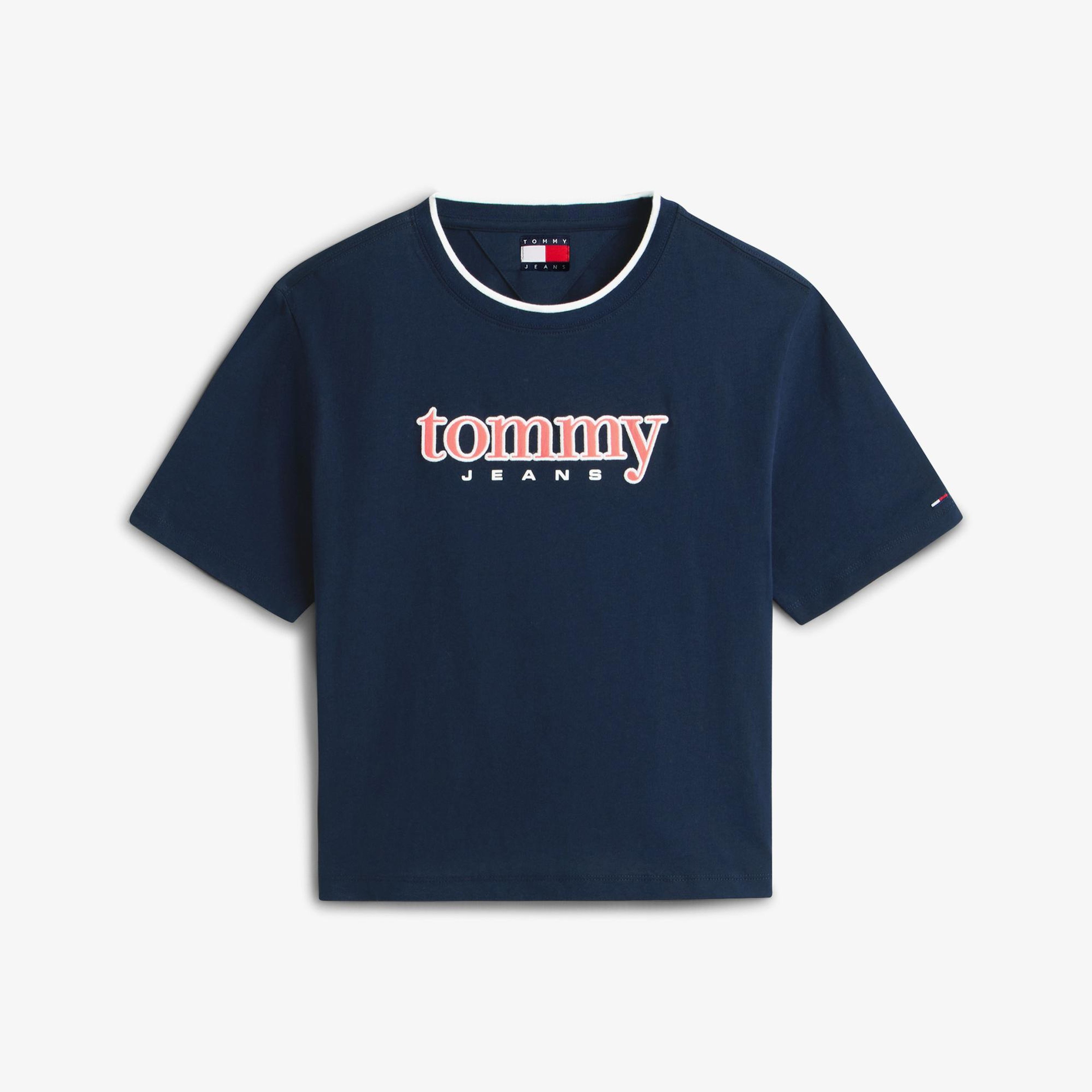 Tommy Hilfiger Boxy Tommy Applique Kadın Mavi T-Shirt