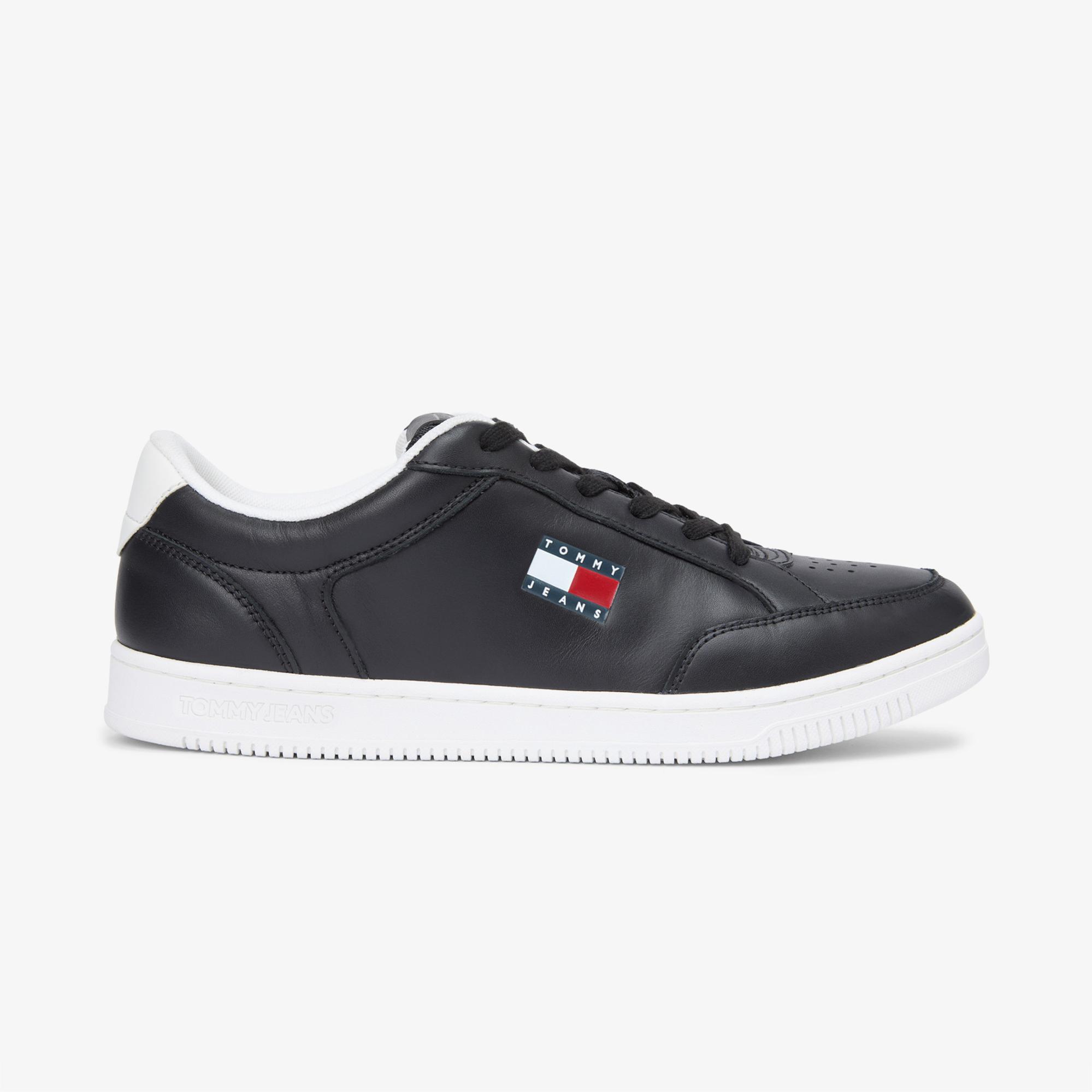 Tommy Hilfiger Cupsole Deri Erkek Siyah Spor Ayakkabı