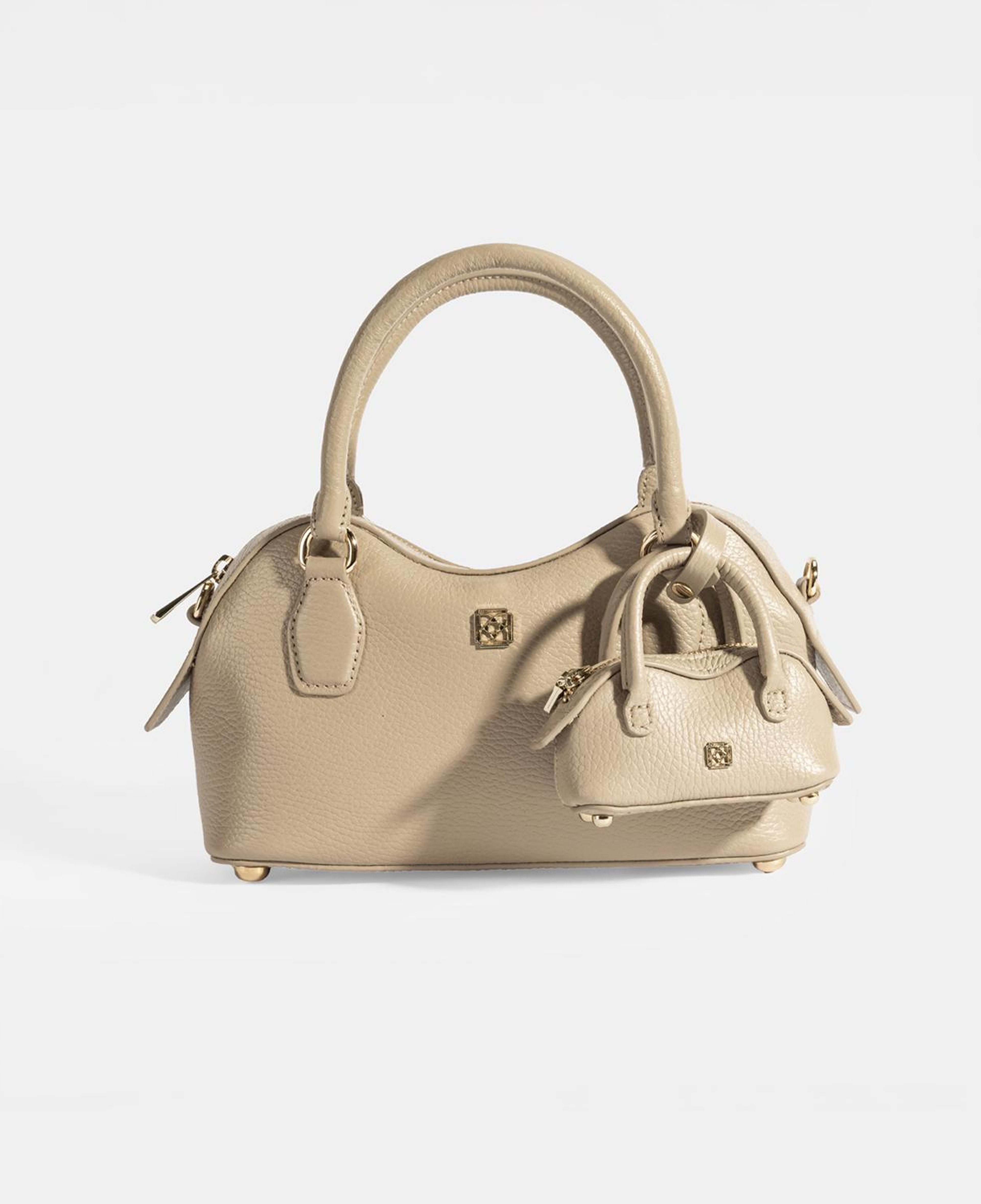 Kadın Vizon Deri Çanta Aksesuarlı Mini El Çantası