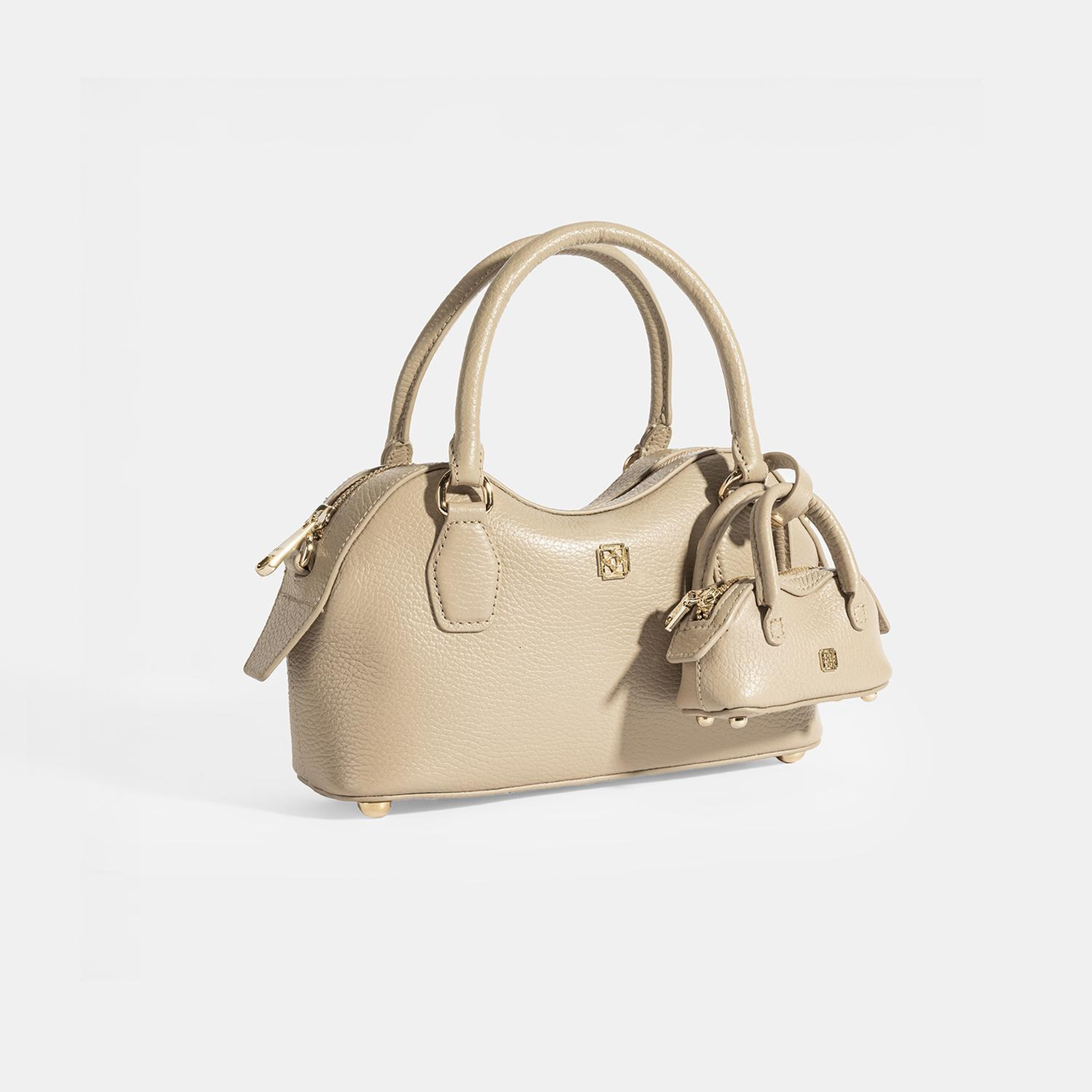 Kadın Vizon Deri Çanta Aksesuarlı Mini El Çantası