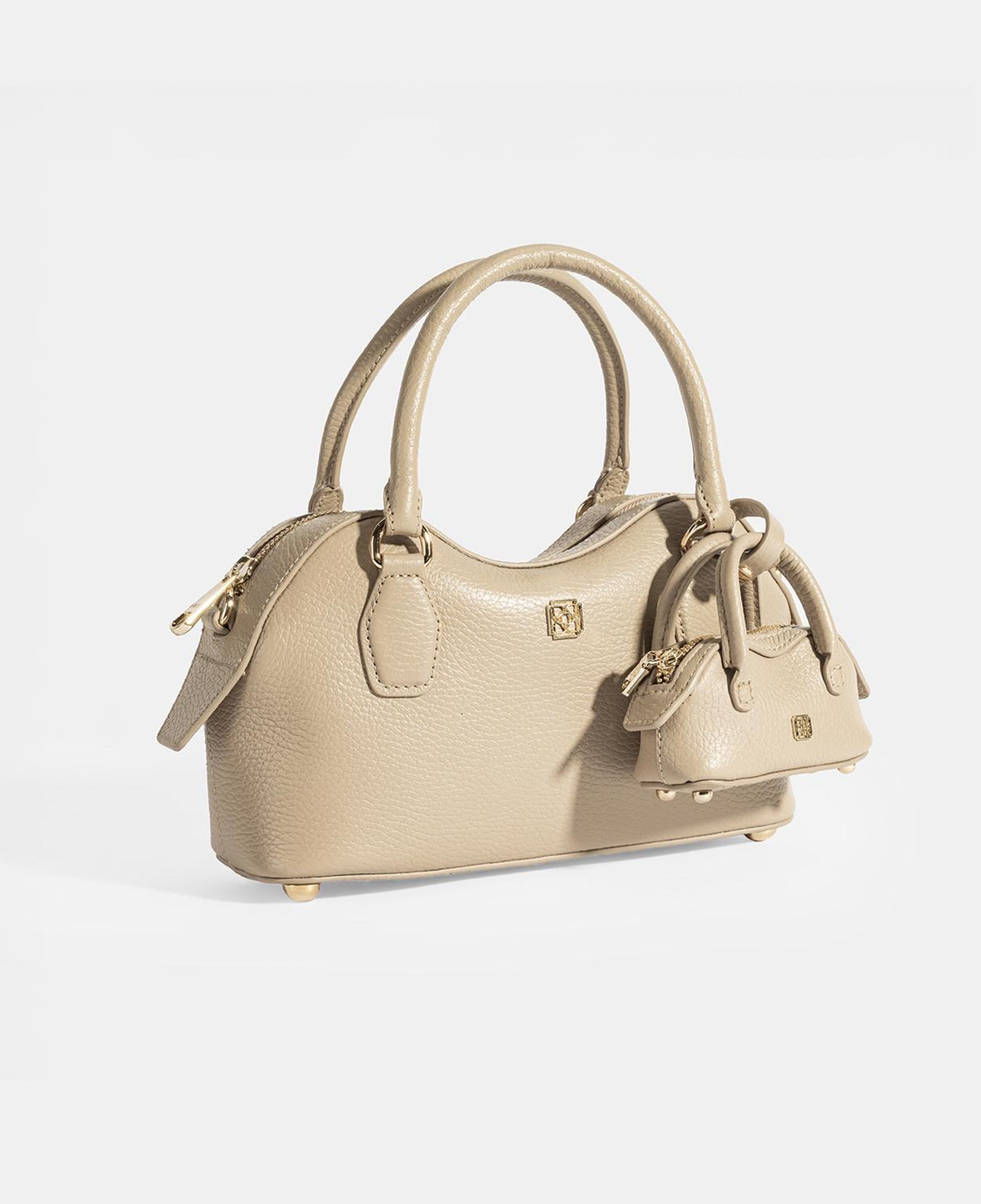 Kadın Vizon Deri Çanta Aksesuarlı Mini El Çantası