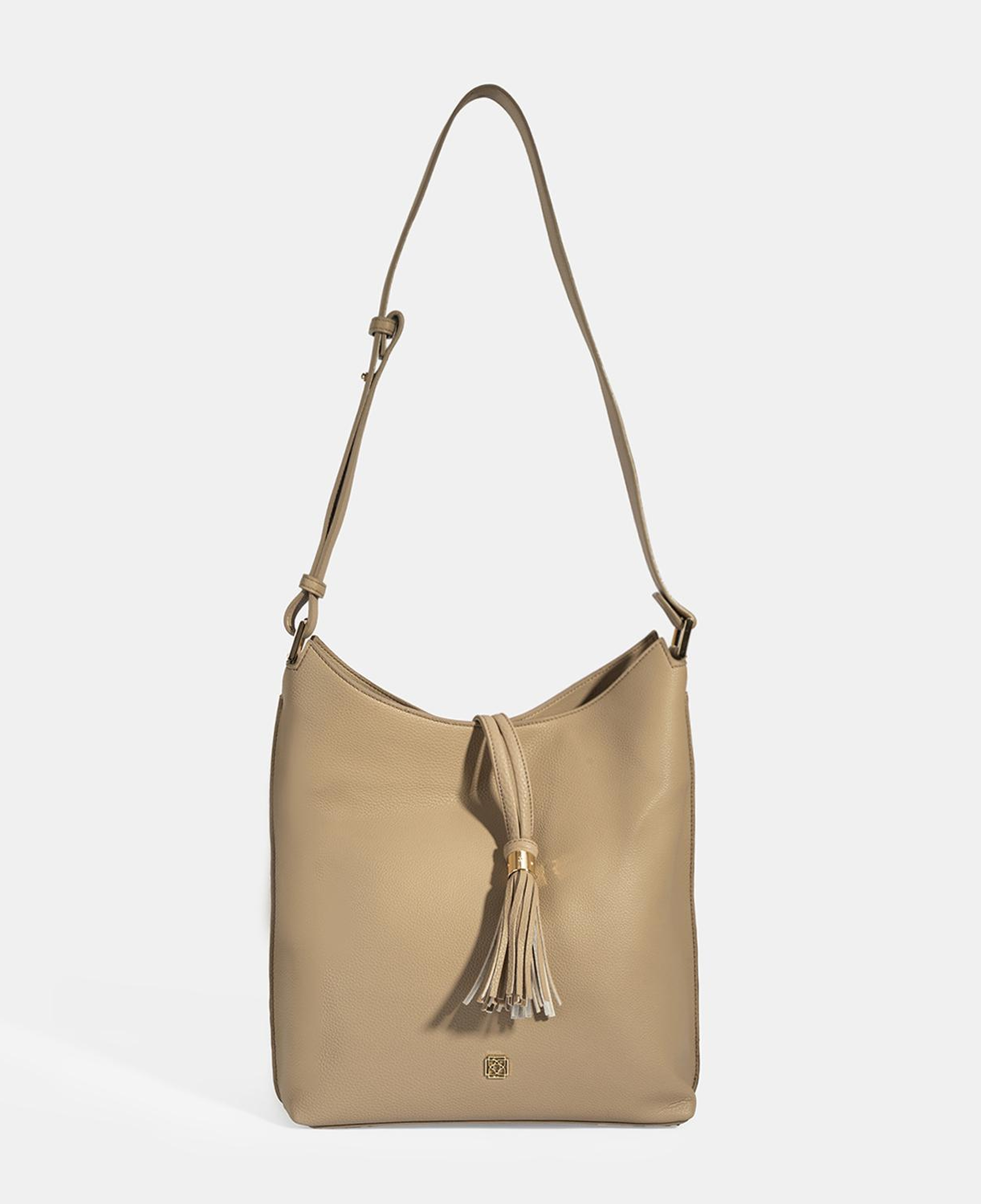 Kadın Bej Püskül Detaylı Omuz Çantası